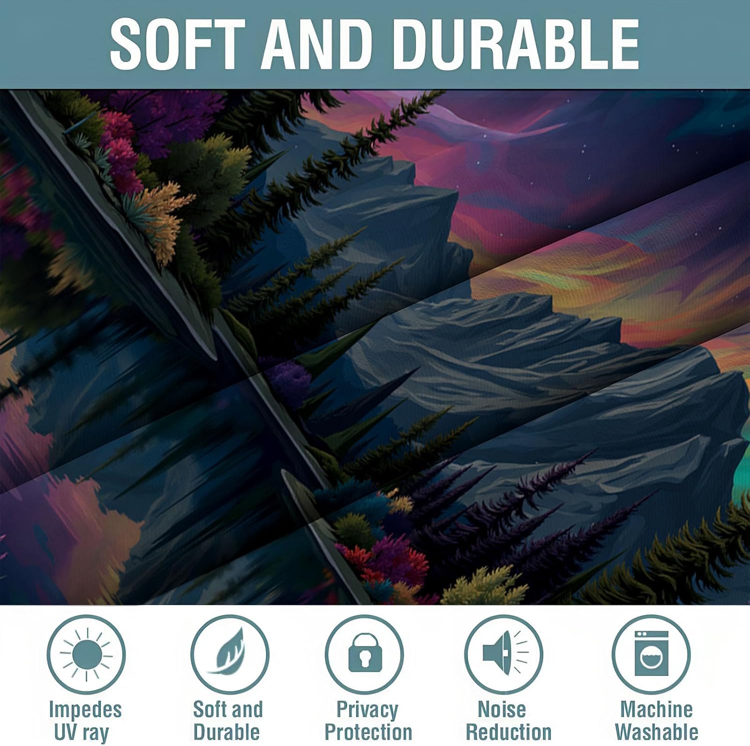The Colorful Northern Lights Blackout Patio Sliding Door Curtains 63 Inch Length, Grommet Room Divider Thermal Insulated Curtain Drapes for French Door/Living Room (The Jungle Book, 42" X 63")