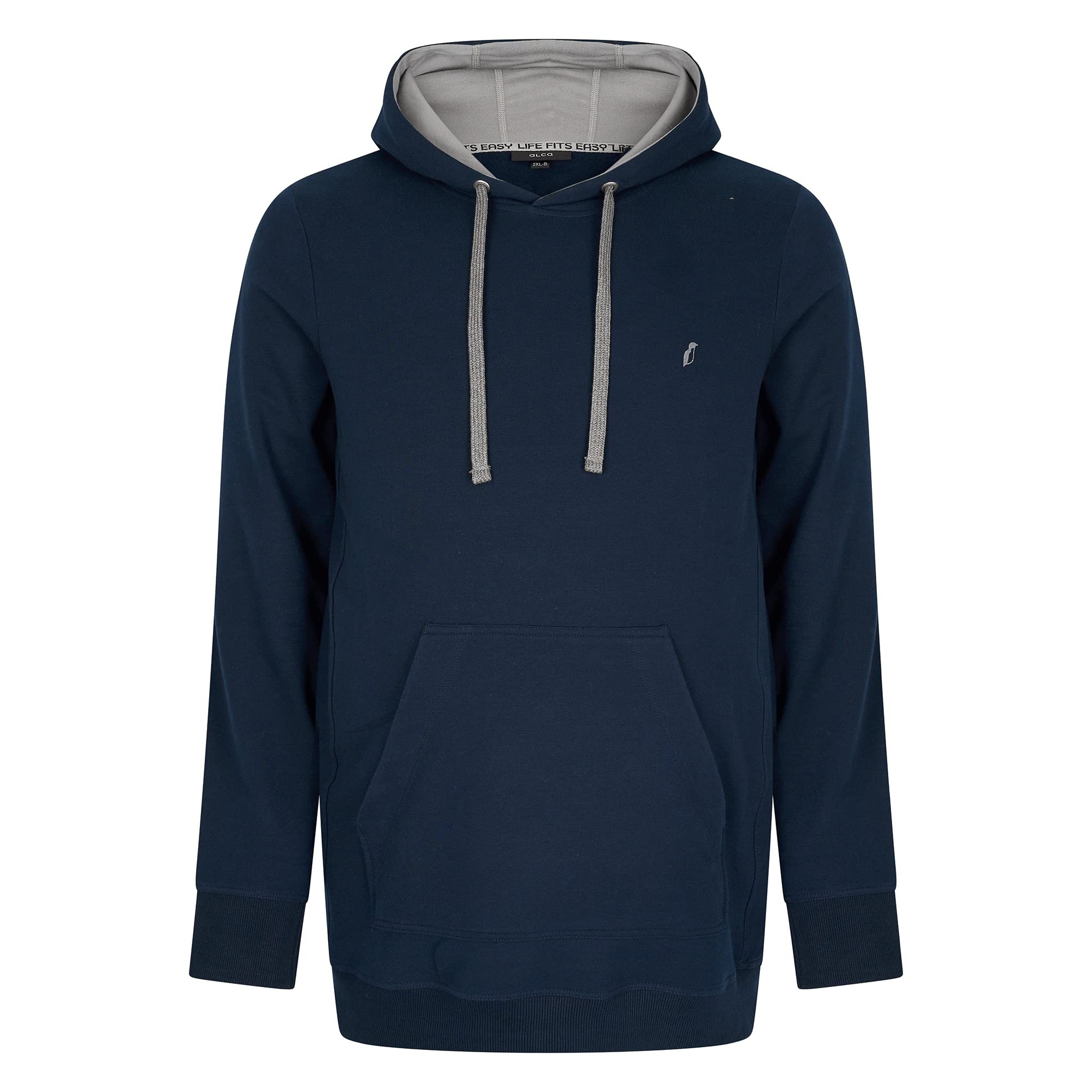 Alca Sudadera con capucha para hombres con talla grande, contorno abdominal, talla XXL-8XL, sudadera con capucha y cuello redondo, color azul