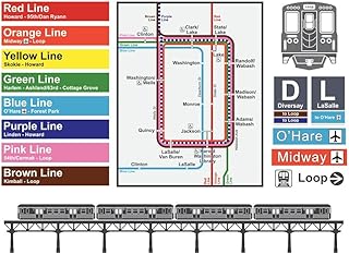 Downtown Chicago Illinois North Michigan Avenue Rail Transit Map Cool Wall Art Print Poster 36x24