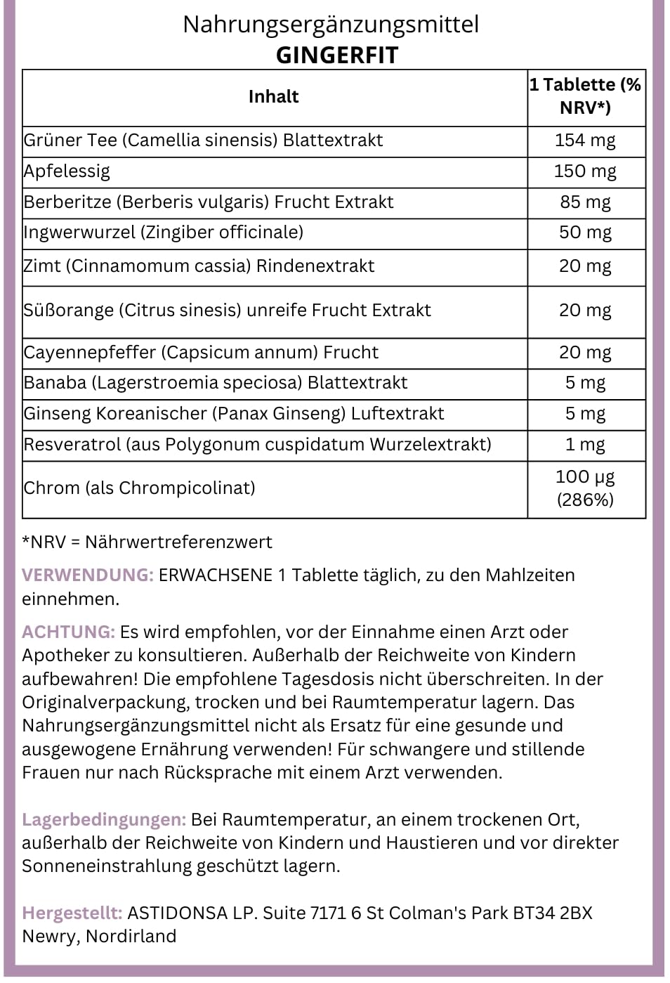 Ginger Flt – 60 Kapseln | Nahrungsergänzungsmittel mit Ingwer, Grüntee-Extrakt, Ginseng, Zimt, Pflanzenextrakten & Chrom
