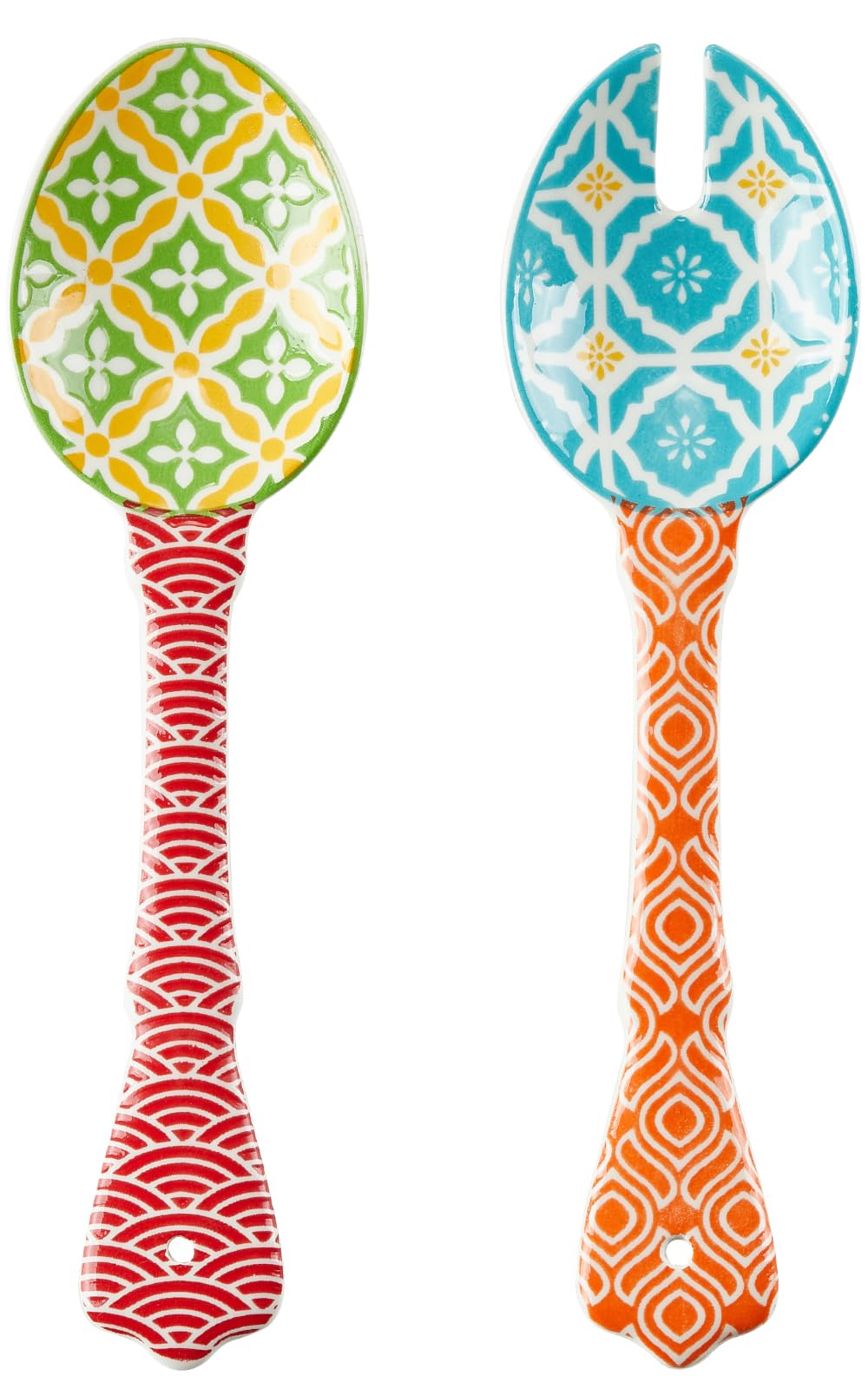 Yellow & Blue Ceramic Salad Servers - Set of 2 -7