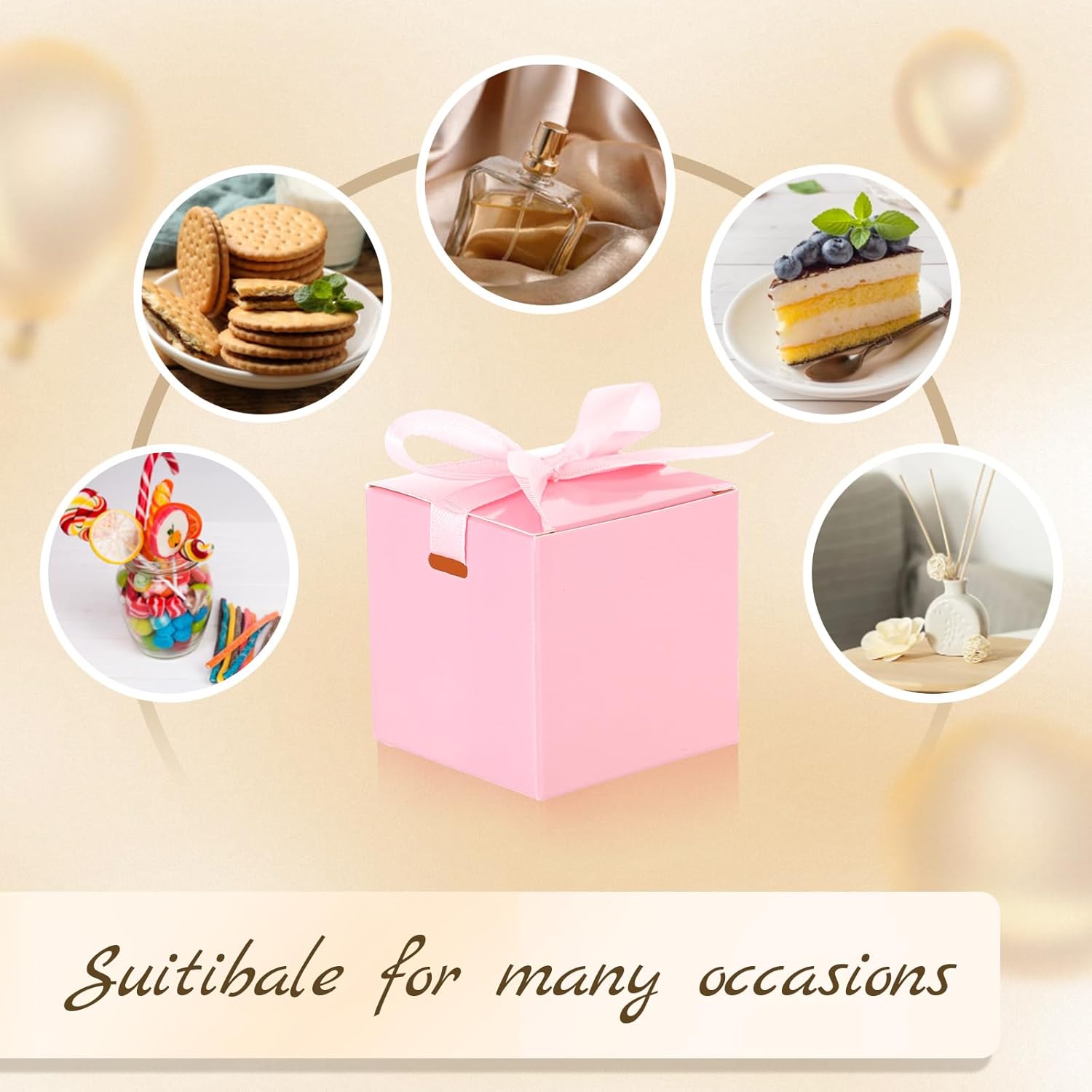 48 Pcs Wedding Gift Boxes with Ribbon Small Party Favor Boxes with Lids Mini Treat Candy Container for Easter Party Birthday and More(Pink,2 Inch) - Image 3