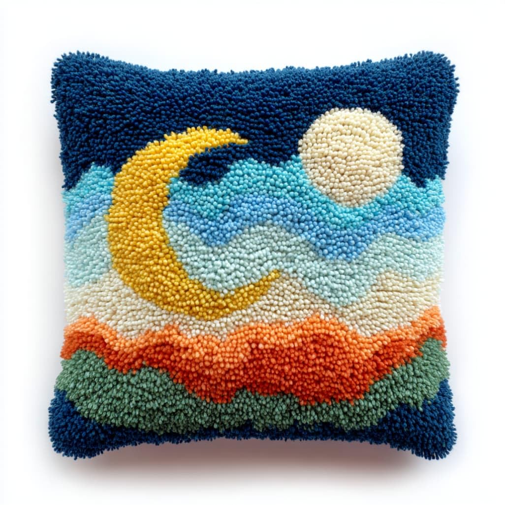 AxiangziK 43x43cm Latch Hook Pillow Kit,Moon