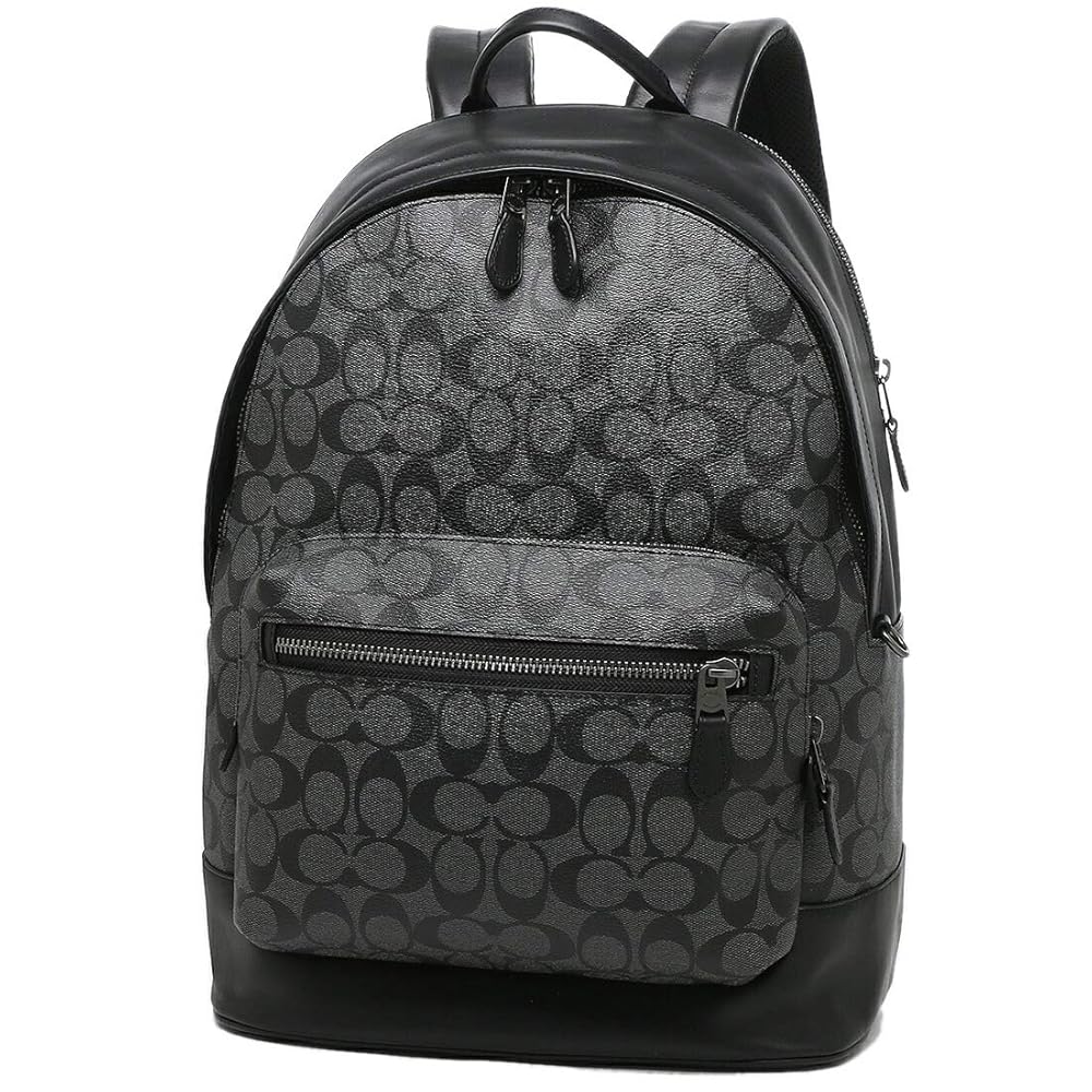 【美品】コーチ/ナイロン×レザーバックパック/パーフォレイテッド/ブラック/本革 COACH◇パーフォレイテッド・バックパック_ブラック/レザー/BLK