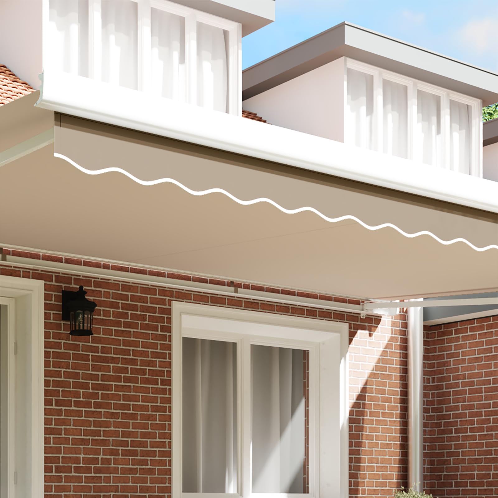 Tissu de Remplacement de Cantonnière d’auvent, Lambrequin pour Store Toile de Remplacement Bandeau Banderole Store Banne Cadre de 5 m Beige 4,8x0,2 m