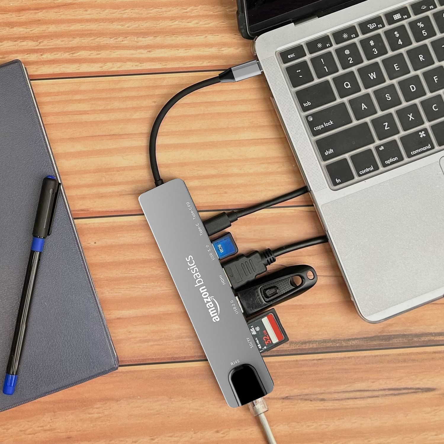 Amazon Basics USB-C Hub Dock 8-in-1 HDCP Aluminium Type-C Adapter with 4K HDMI Port, Ethernet 100mbps Port, USB 3.0 Port, USB-C Power Delivery, TF/SD Card Reader, Mac & Windows USB-C Devices-picture-29