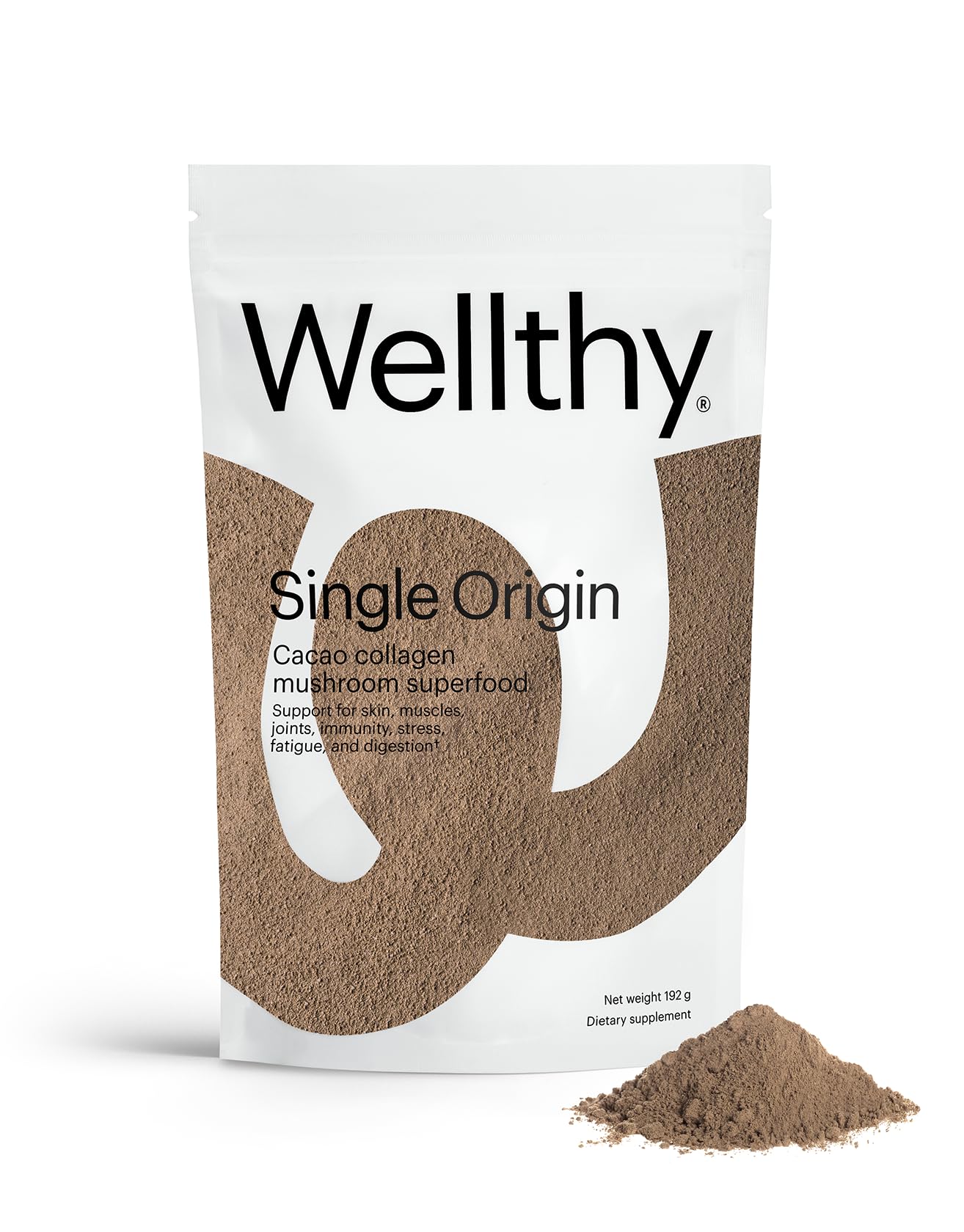 Wellthy Collagen Superfood Powder, Fights Stress & Fatigue, Cacao, Mushroom Powder - Organic Chaga & Reishi Extracts, Certified Organic Matcha,