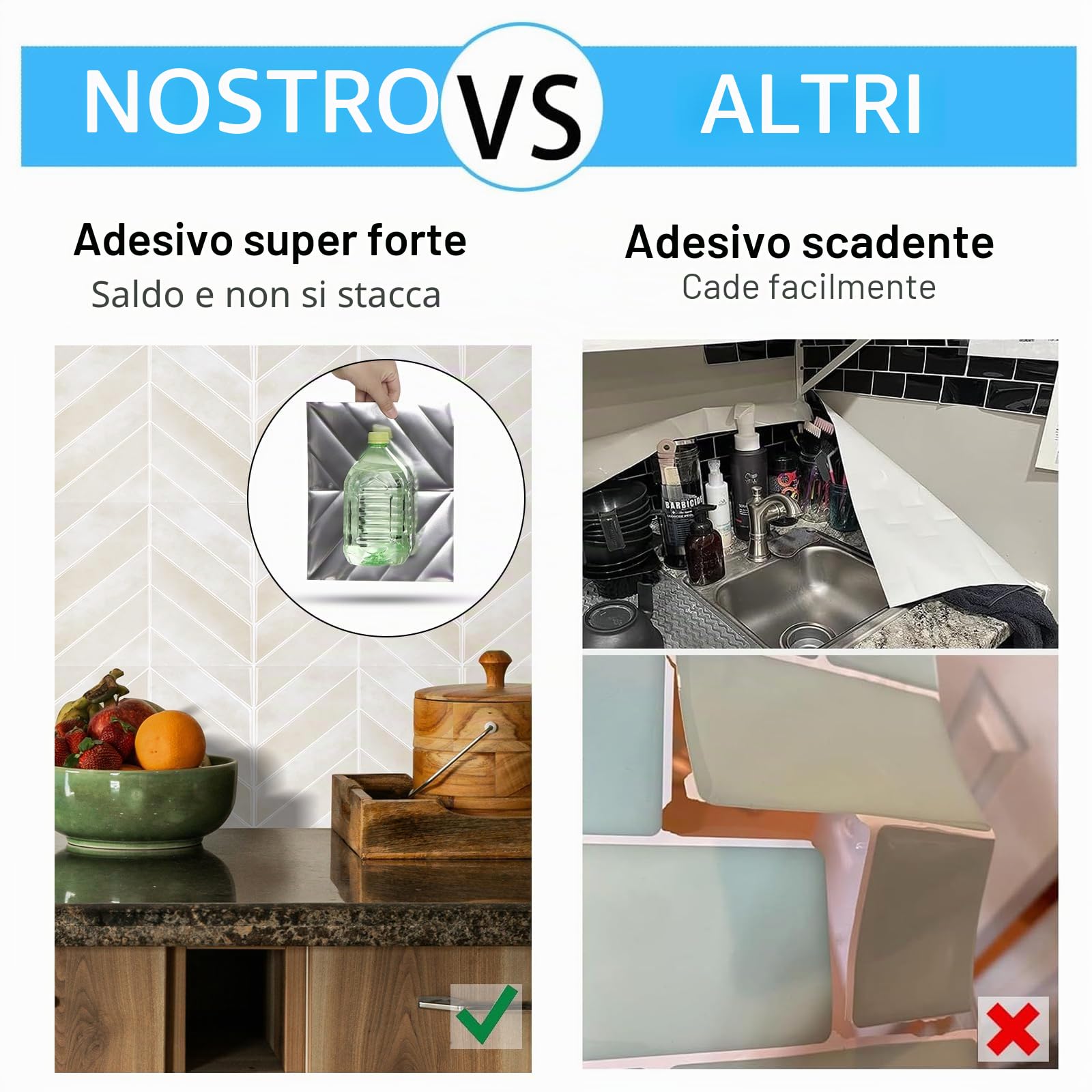 Piastrelle per Backsplash da Staccare e Incollare, Piastrelle da Parete a spina di pesce, Piastrelle Autoadesive per Cucina e Bagno, 10 Fogli/Pacchetto