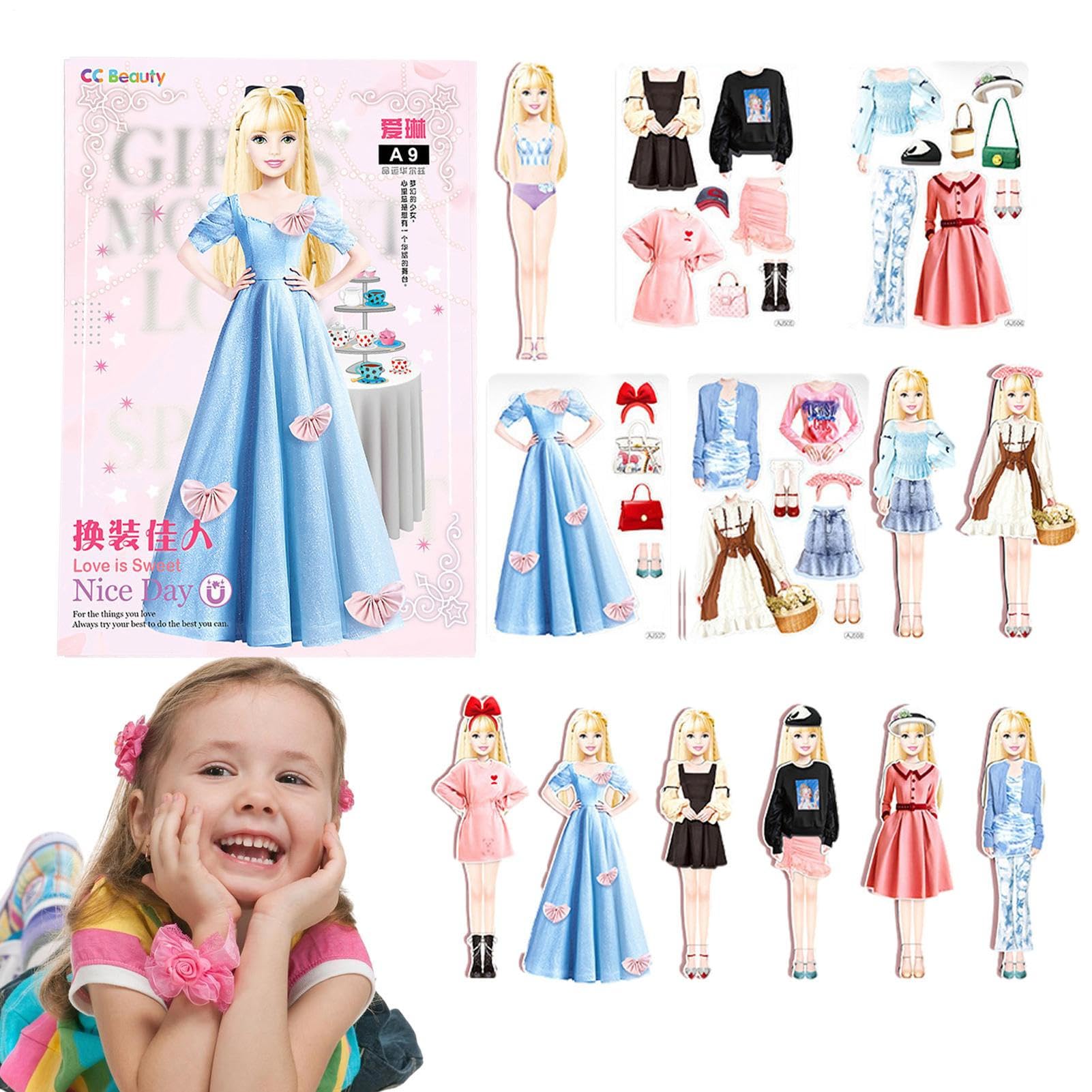 Giochi di vestire magnetici, giochi di vestire magnetici, Gioco di abbinamento di vestiti rilassante e divertente, Puzzle magnetico per la principessa, regalo di Natale di compleanno facile da