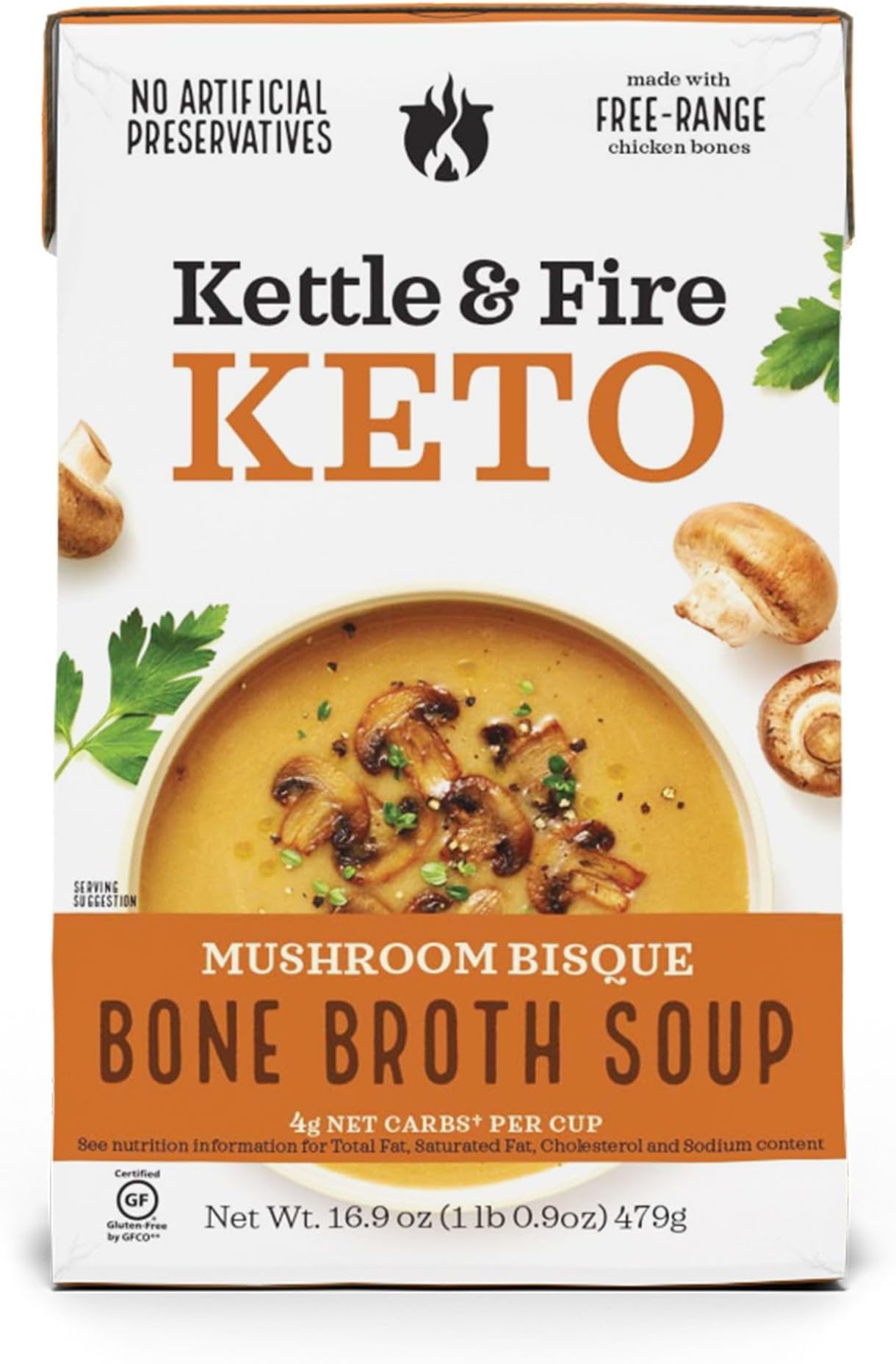 KETTLE & FIRE Mushroom Bisque Keto Soup, 16.9 OZ Grocery