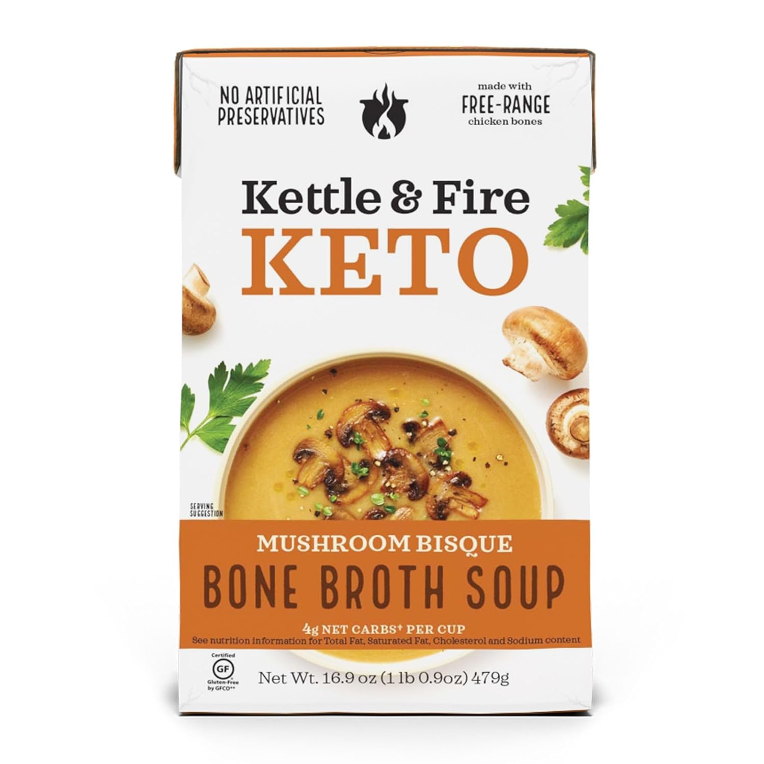 KETTLE & FIRE Mushroom Bisque Keto Soup, 16.9 OZ Grocery & Gourmet Food