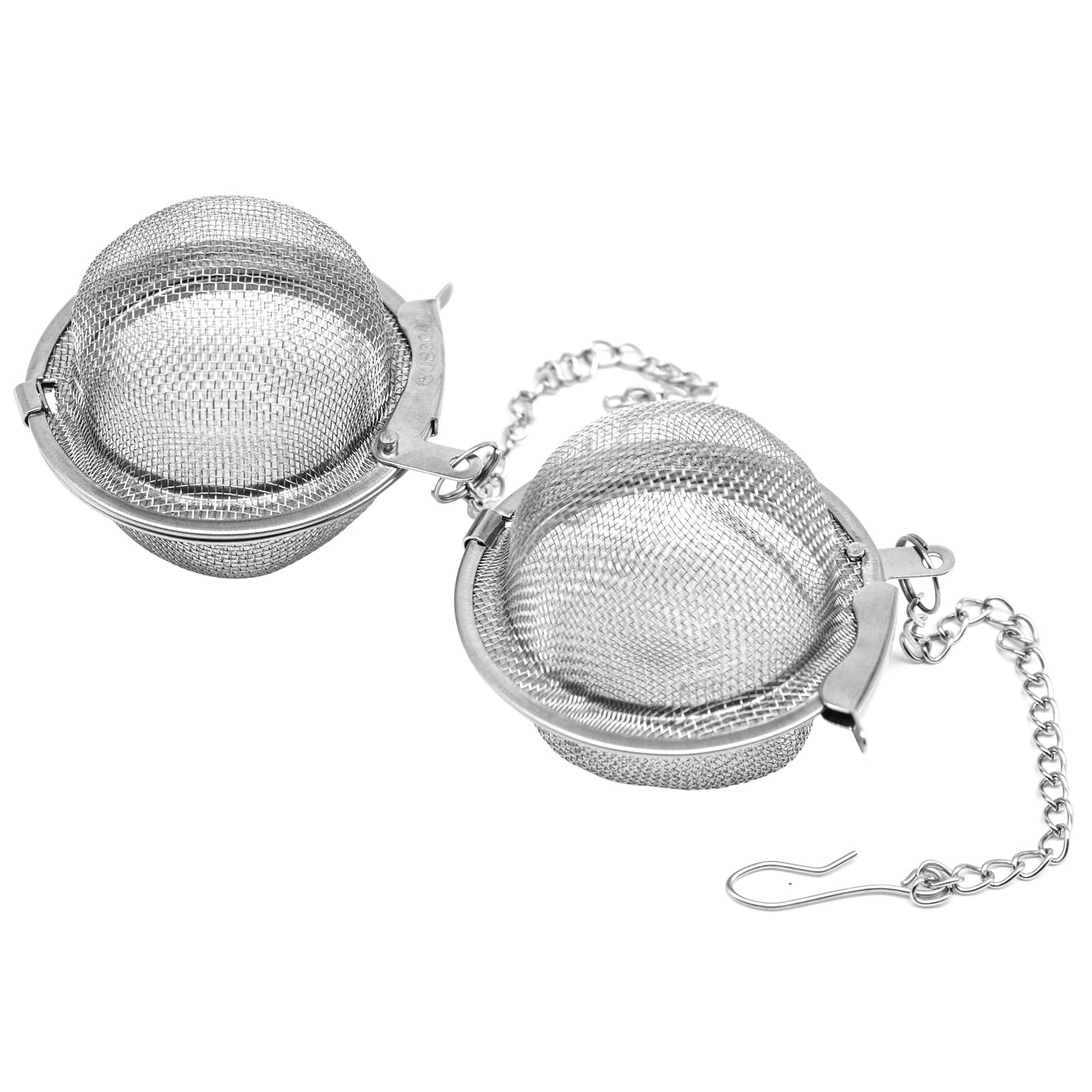 2pcs Tea Strainer Ball 304 Stainless Steel Tea strainers with Extended Chain and Hook Loose Leaf Balls Tea infusers Steeper with fine mesh for hot iced Brewing