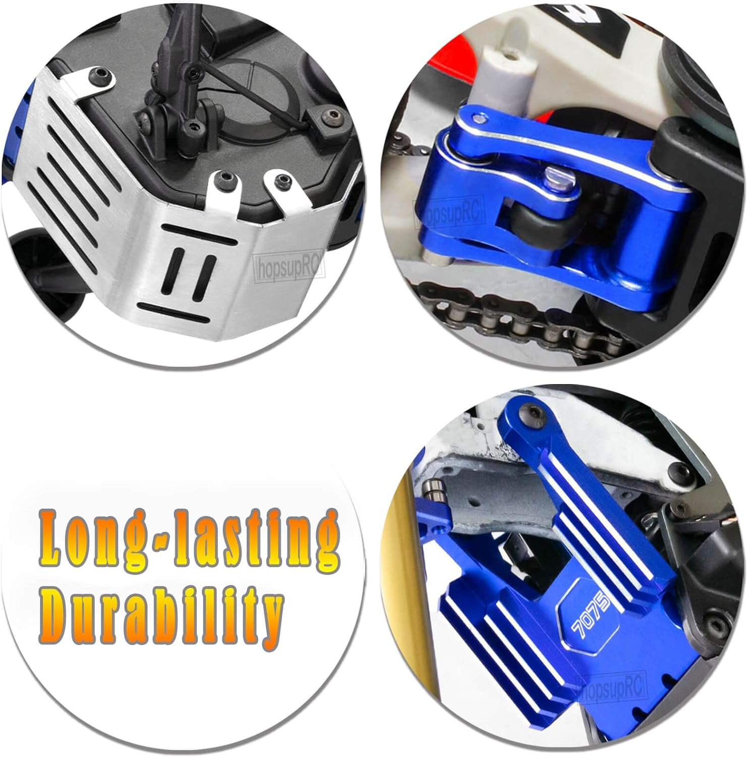 Upgrades Parts Aluminum 7075-T6 Knuckle&Pull Rod&Front Faucet Seat Support&Armor Protector Skid Plate for LOSI 1/4 Promoto-MX Motorcycle RTR FXR(los06000)(los06002),Navy Blue