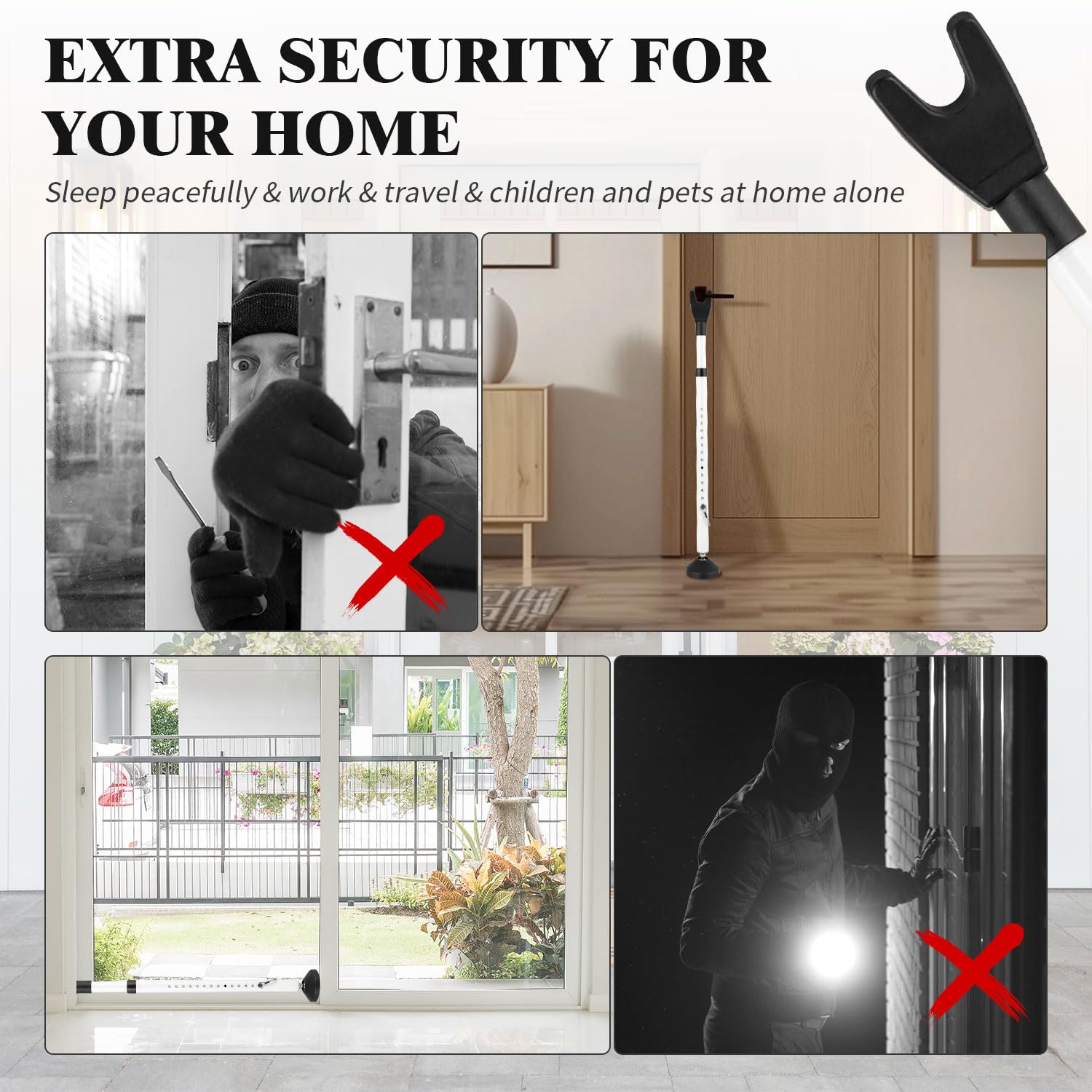 Topes de seguridad para puerta, paquete de 2 unidades, color blanco