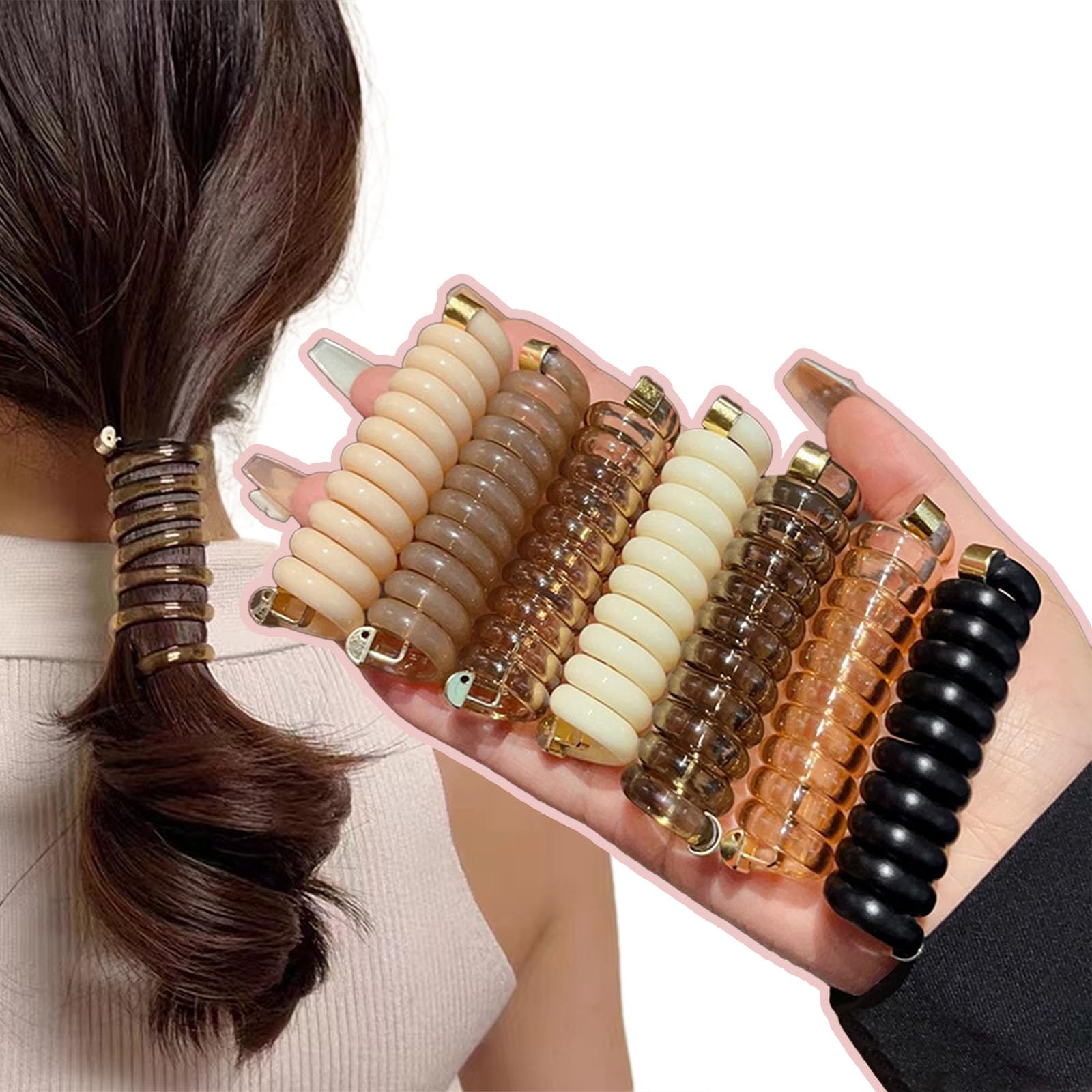 Colorful Telephone Wire Bowknot Braided Hair Ties, Spiral Hair Accessories, Perfect for Various Outfits (7pcs)