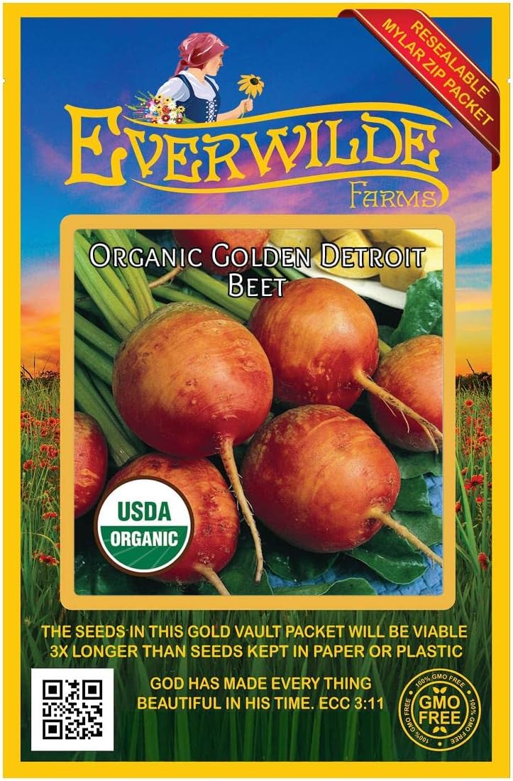 Everwilde Farms - 1/4 Lb Organic Golden Detriot Beet Seeds - Gold Vault