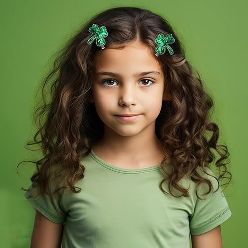 Miniatura 2 de Totelux Pinzas para el cabello de trébol del día de San Patricio, pinzas para el cabello con lentejuelas, pasadores de trébol verde irlandés, pinzas