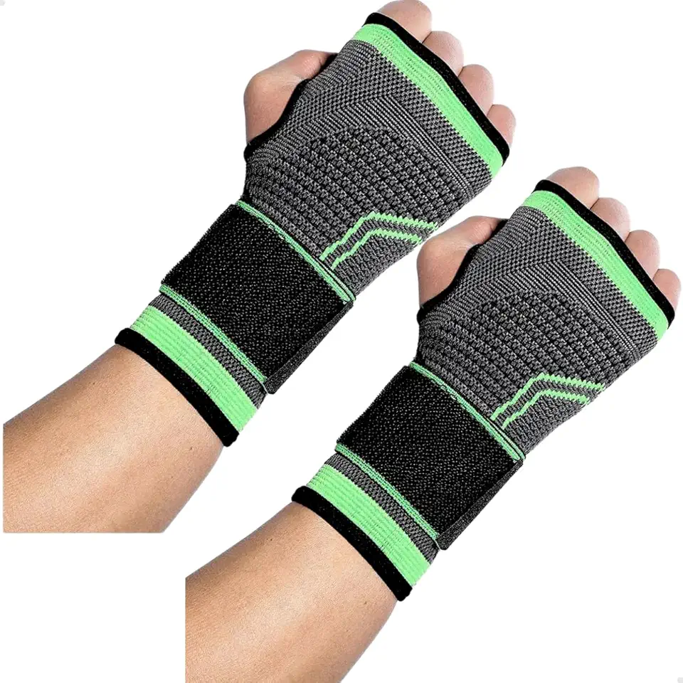 Kit 2 Munhequeiras de Compressão para Punho Ajustável – Suporte para Tendinite, Síndrome do Túnel do Carpo