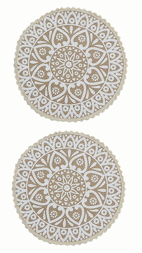 SARAL HOME EASY LIVING Saral Home Beige Cotton Set Of 2 Round Table Mats 38X38 Cm