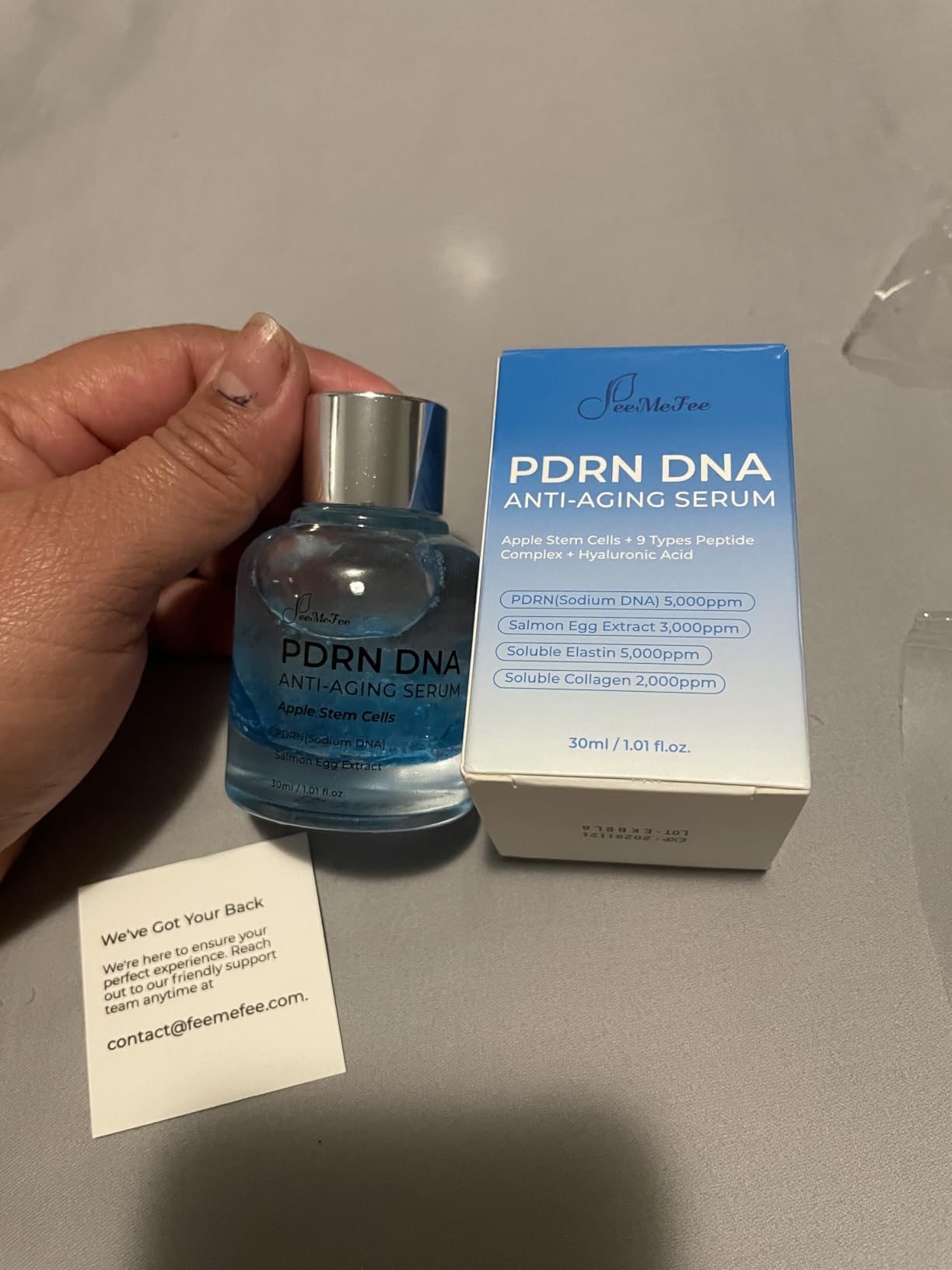 FeeMeFee Salmon PDRN DNA Anti-Aging Serum, 8000ppm(PDRN & Salmon Egg), Apple Stem Cells Bounce Ball Serum, Collagen & 9 Peptides & Hyaluronic Acids, Glass Skin Korean Skincare for Elasticity, 1.01 fl oz