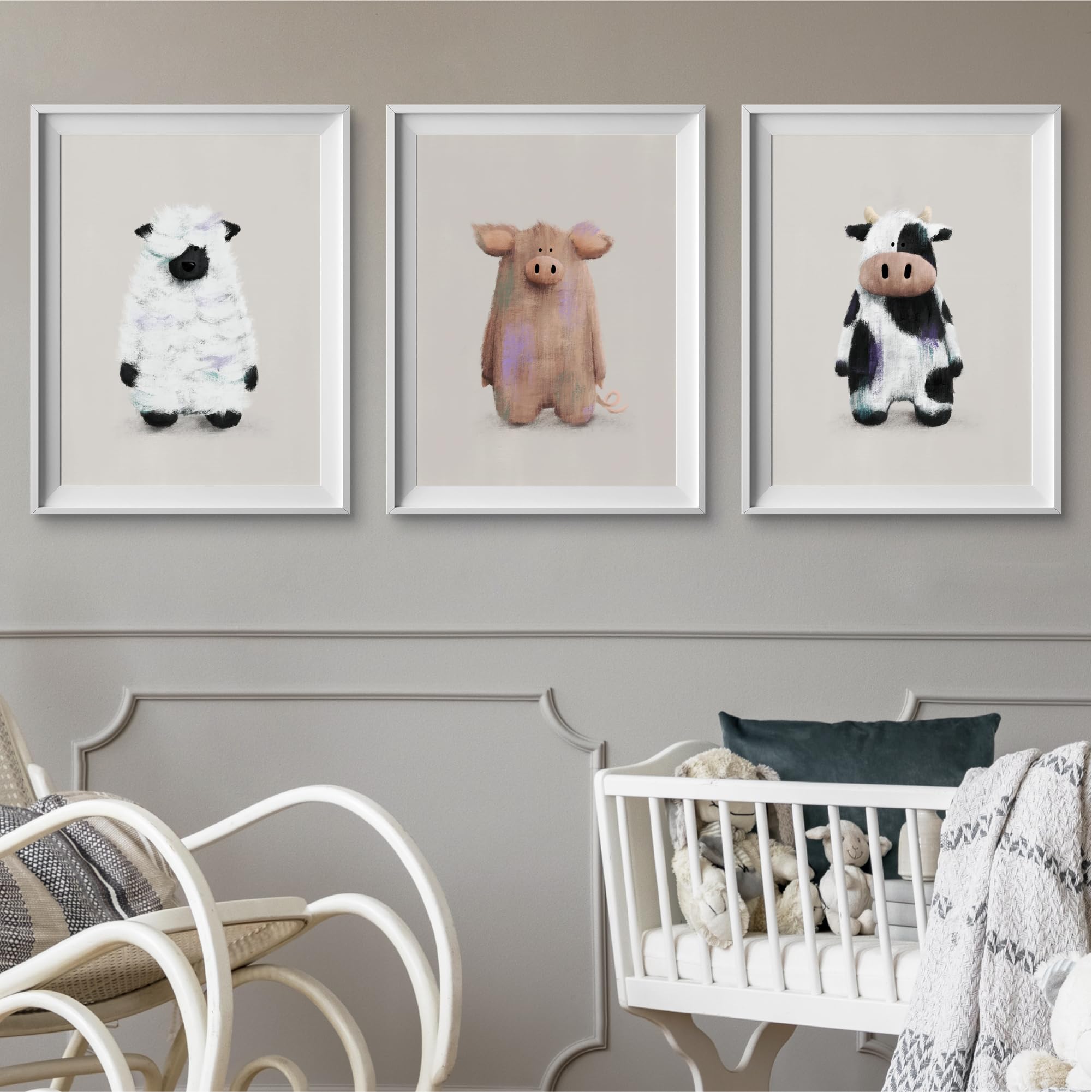 Tigercub Prints Farmyard Animal Nursery Prints, 42L x 29.7W cm