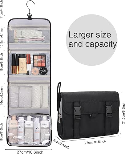 Miniatura 3 de Relavel Neceser colgante de viaje para hombres y mujeres, kit de viaje, bolsa de afeitar, bolsa de maquillaje grande impermeable, bolsa de lavado,