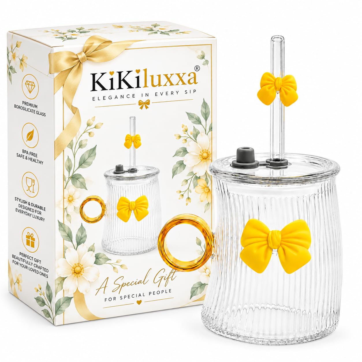 KiKiluxxa Glass Sipper - Stylish Reusable Bottle -9
