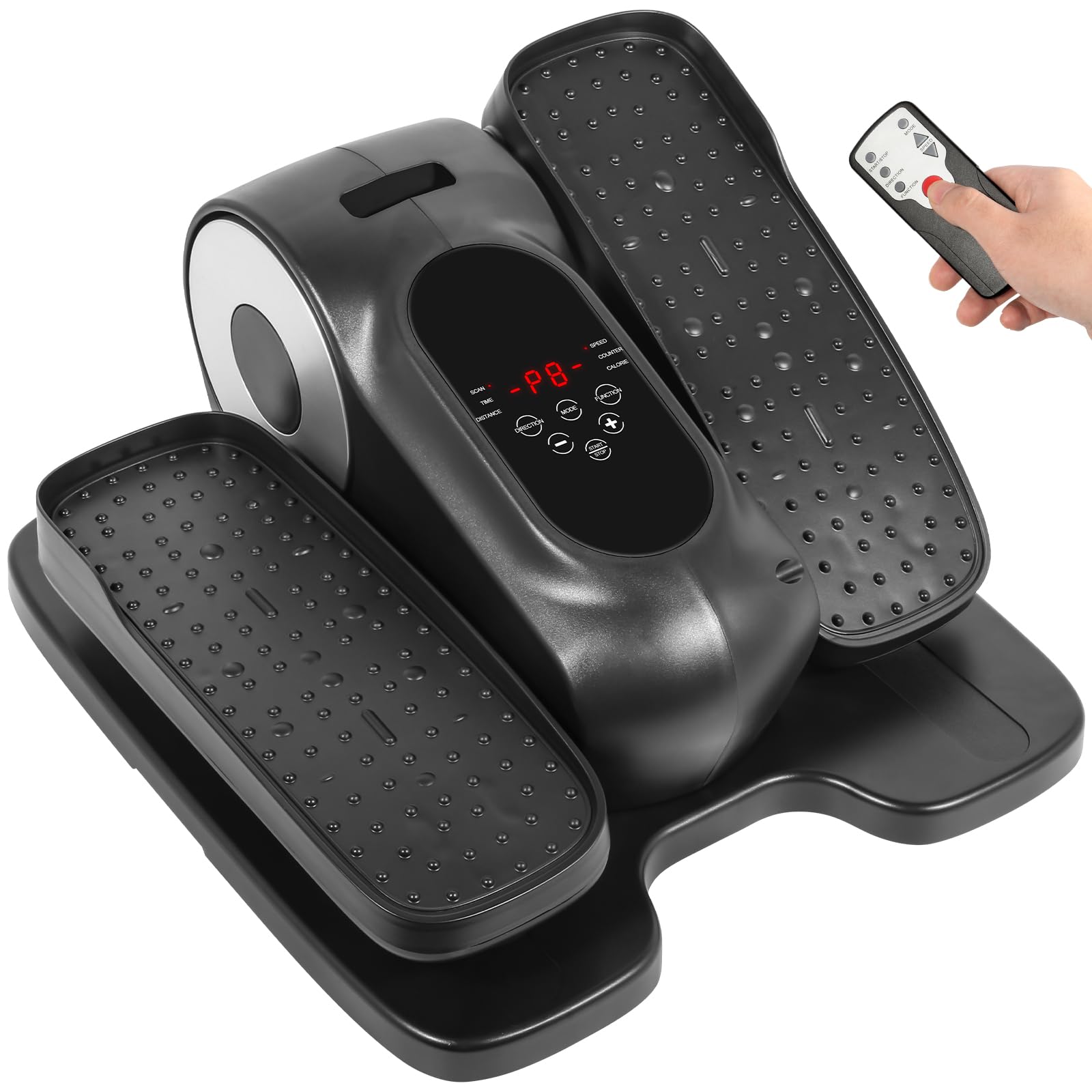 EVOLAND Mini Elíptico Eléctrico para Casa, Mando a Distancia, Pantalla LCD, 12 Velocidades, Cuerda de Resistencia, Silencioso, Portátil, Pedaleador Eléctrico para Mayores, Oficina y Hogar