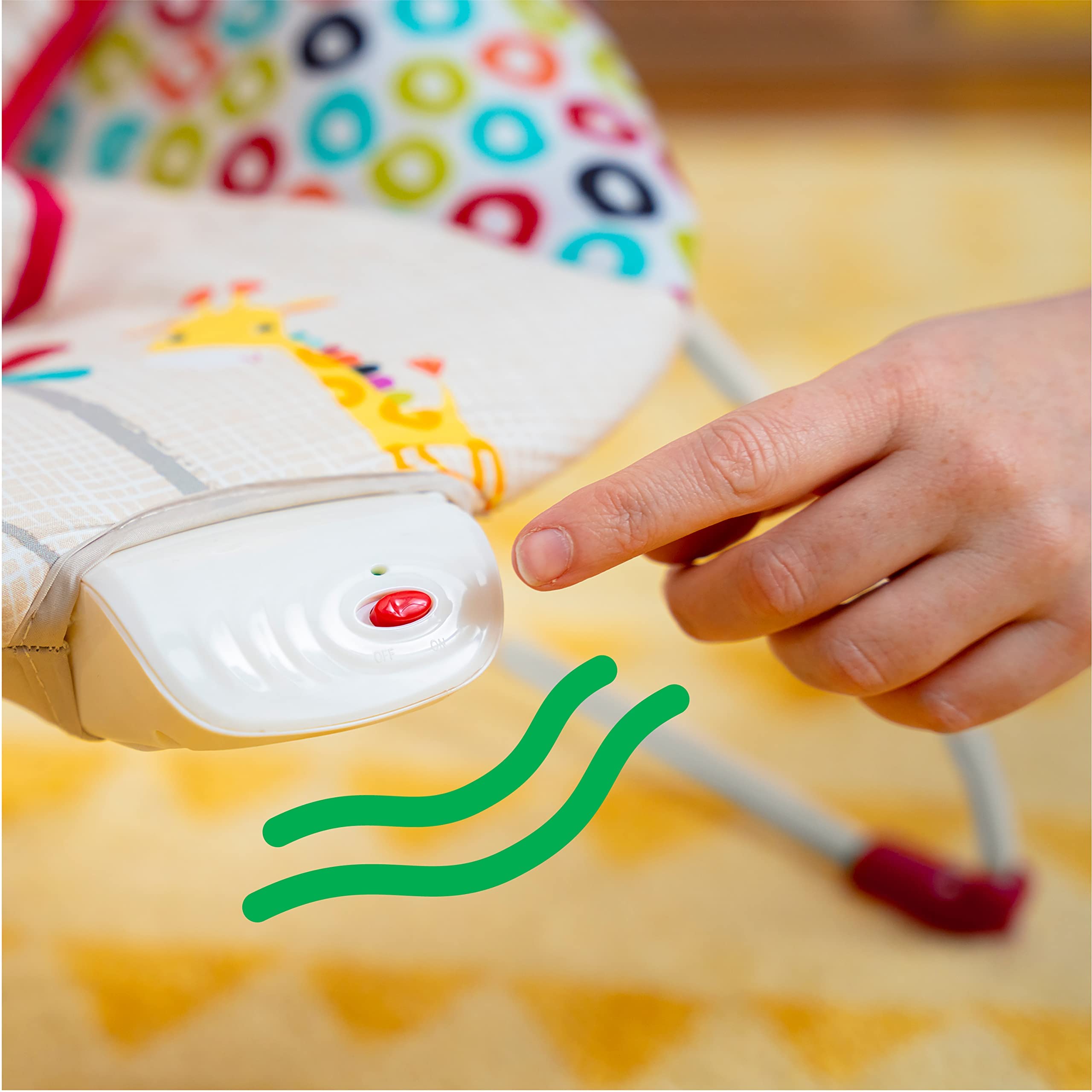 Bright Starts, Playful bujanka dla niemowląt z wibracjami, zdejmowanym łukiem do zabawy i interaktywnymi zabawkami