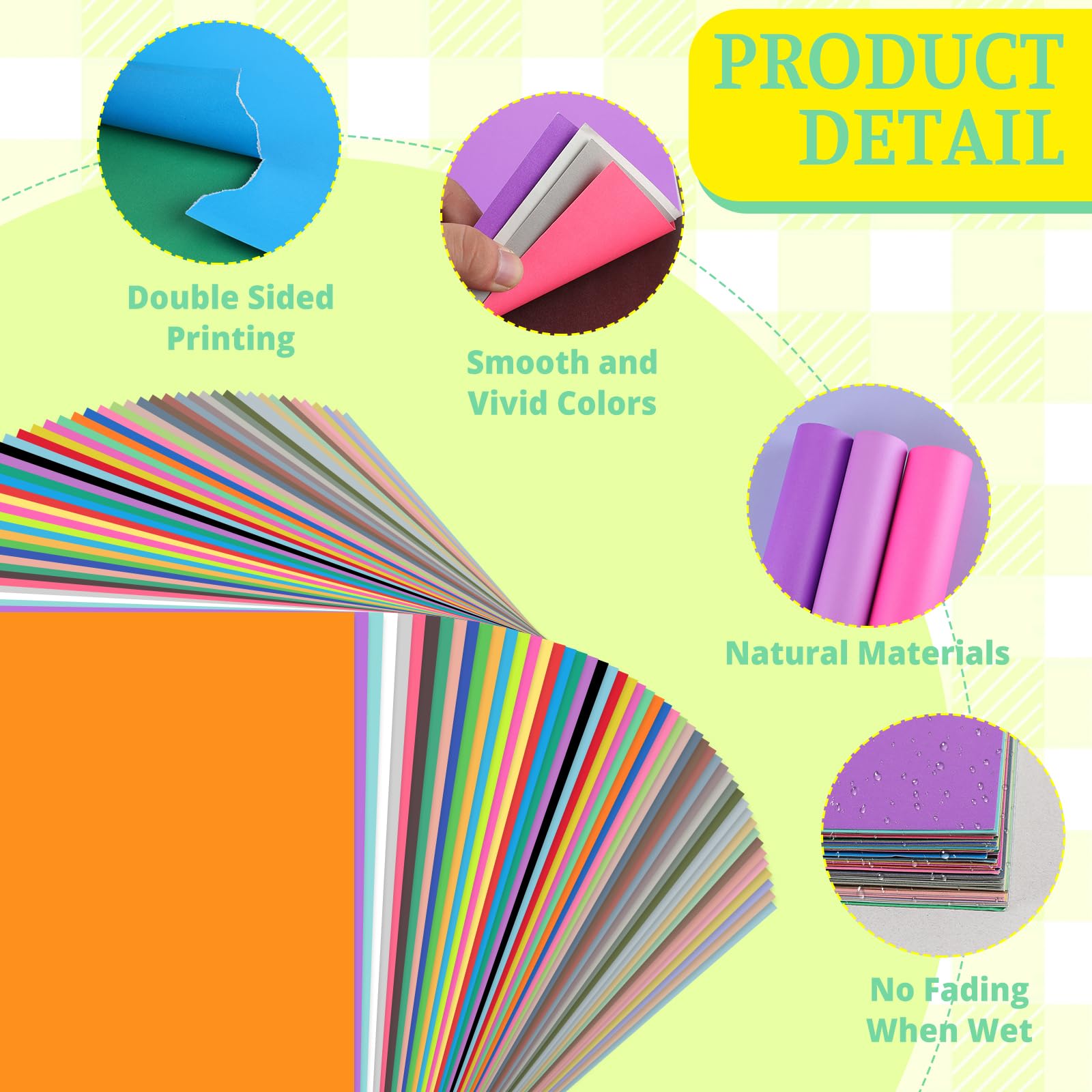 MoDooris Lot de 100 feuilles de papier cartonné 55,9 x 71,1 cm, 50 couleurs