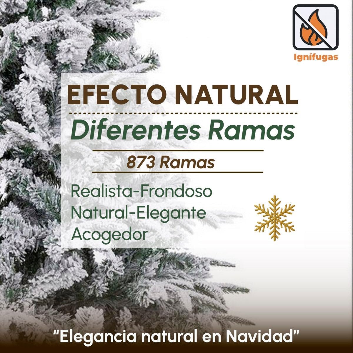 Árbol de Navidad artificial plegable nevado verde y blanco de 210 cm