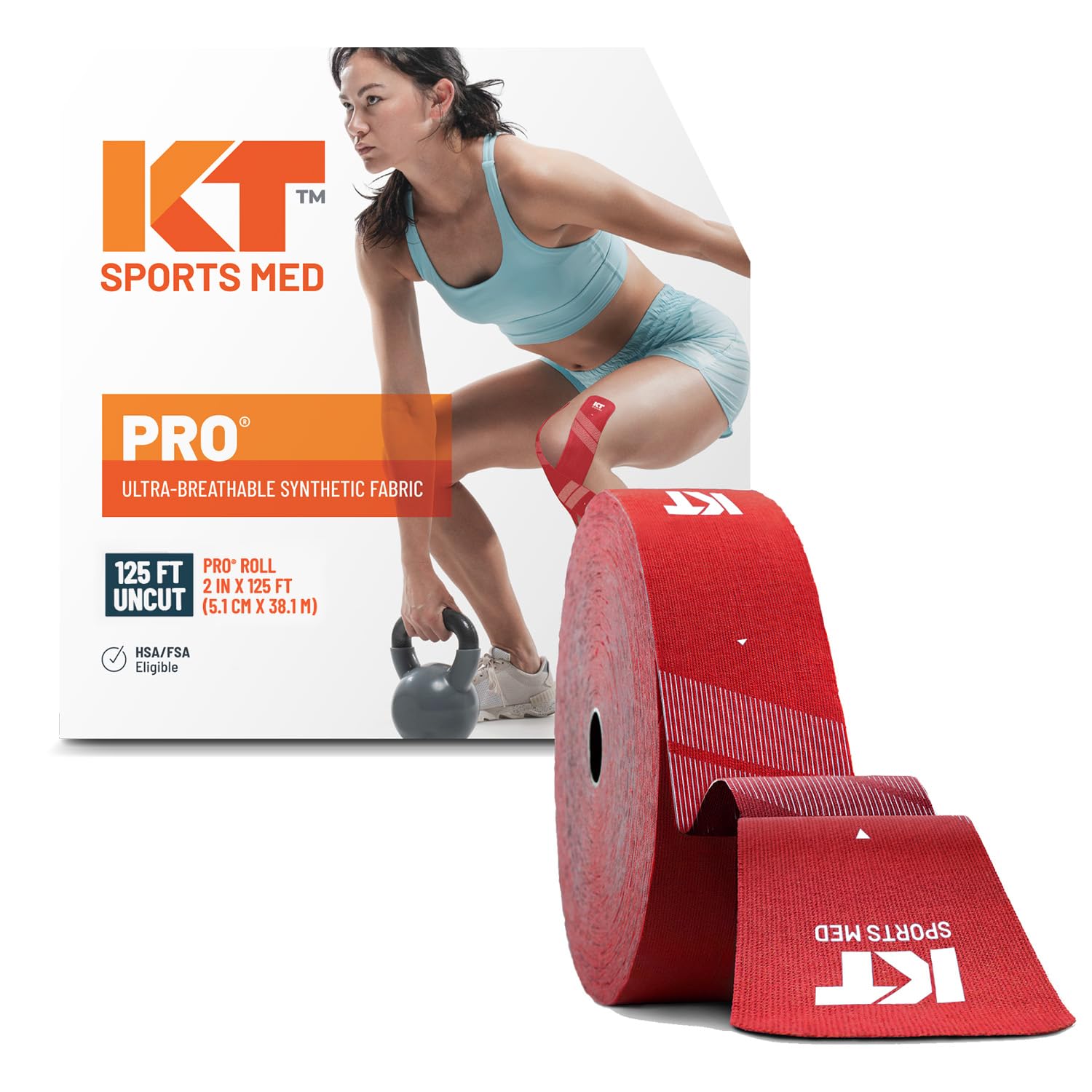 KT Tape Pro Jumbo 125 ft Uncut Kinesiology Therapeutic Sports Roll Red
