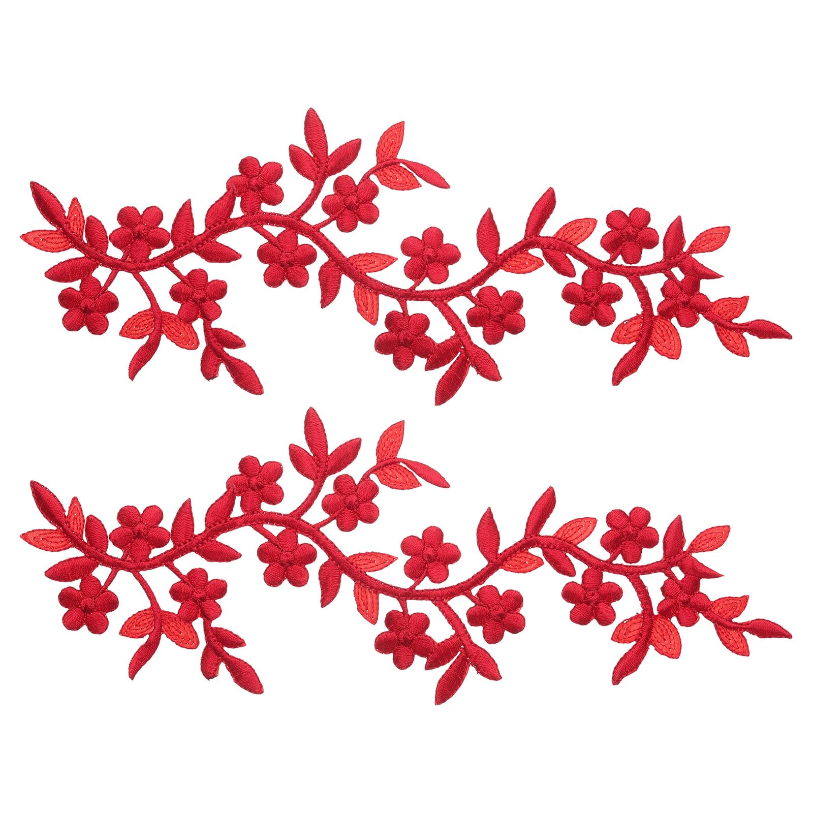 Écusson brodé rouge en polyester haute densité pour couture et décoration