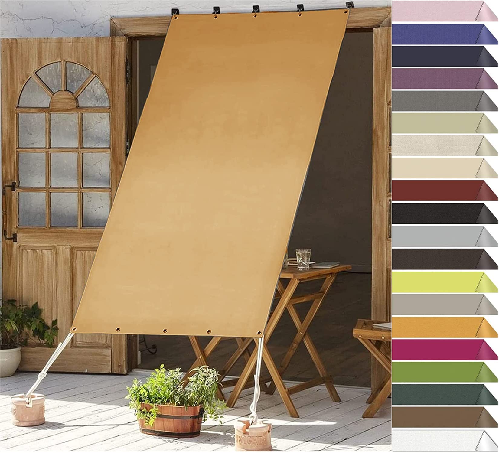 Voile d'ombrage étanche beige pour terrasse jardin et fête