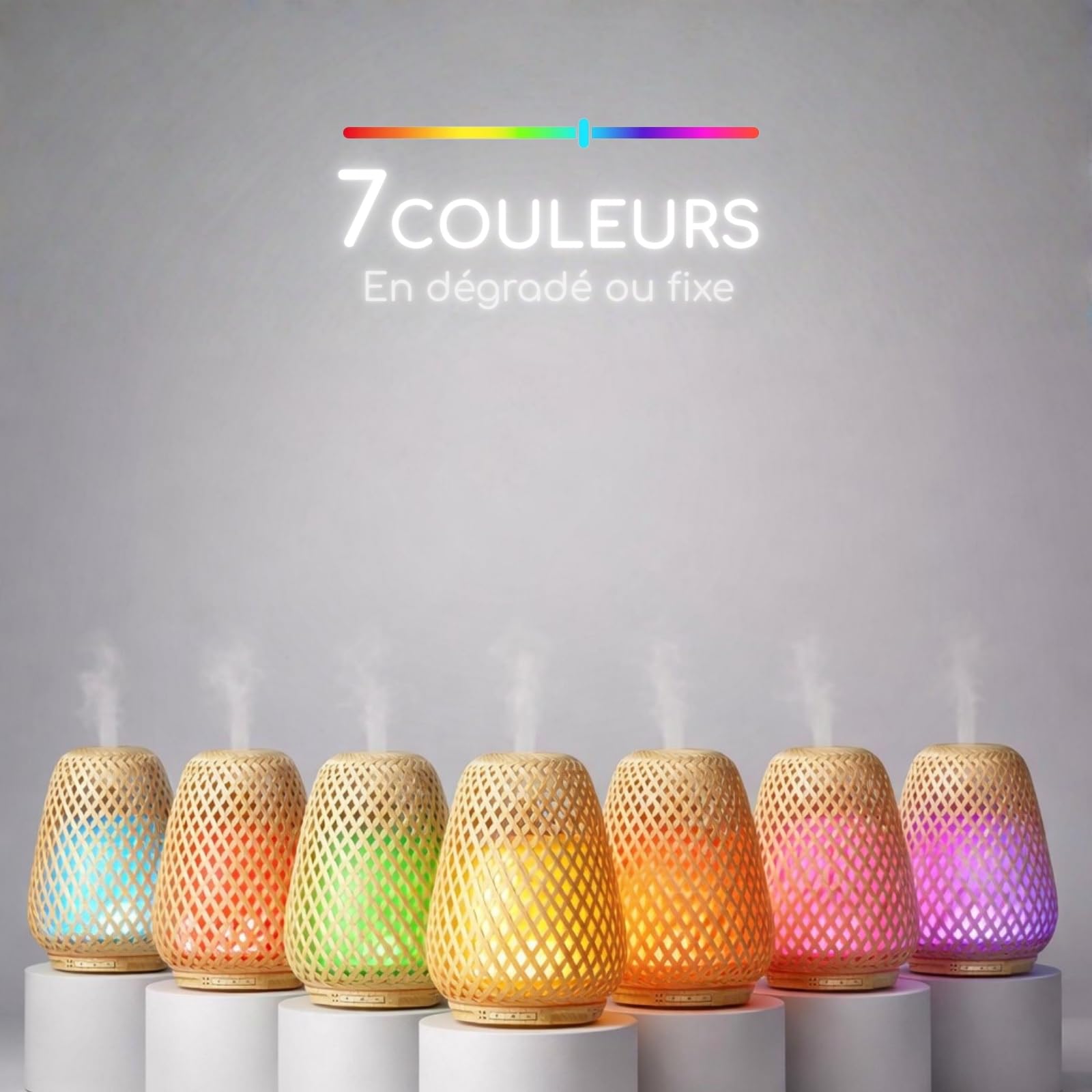 Zen'Arôme - Diffuseur d’Huiles Essentielles Ultrasonique Olaki (Jusqu’à 40 m²) - Diffusion à Froid pour l’Aromathérapie - Design Artisanal Zen en Bambou Tressé