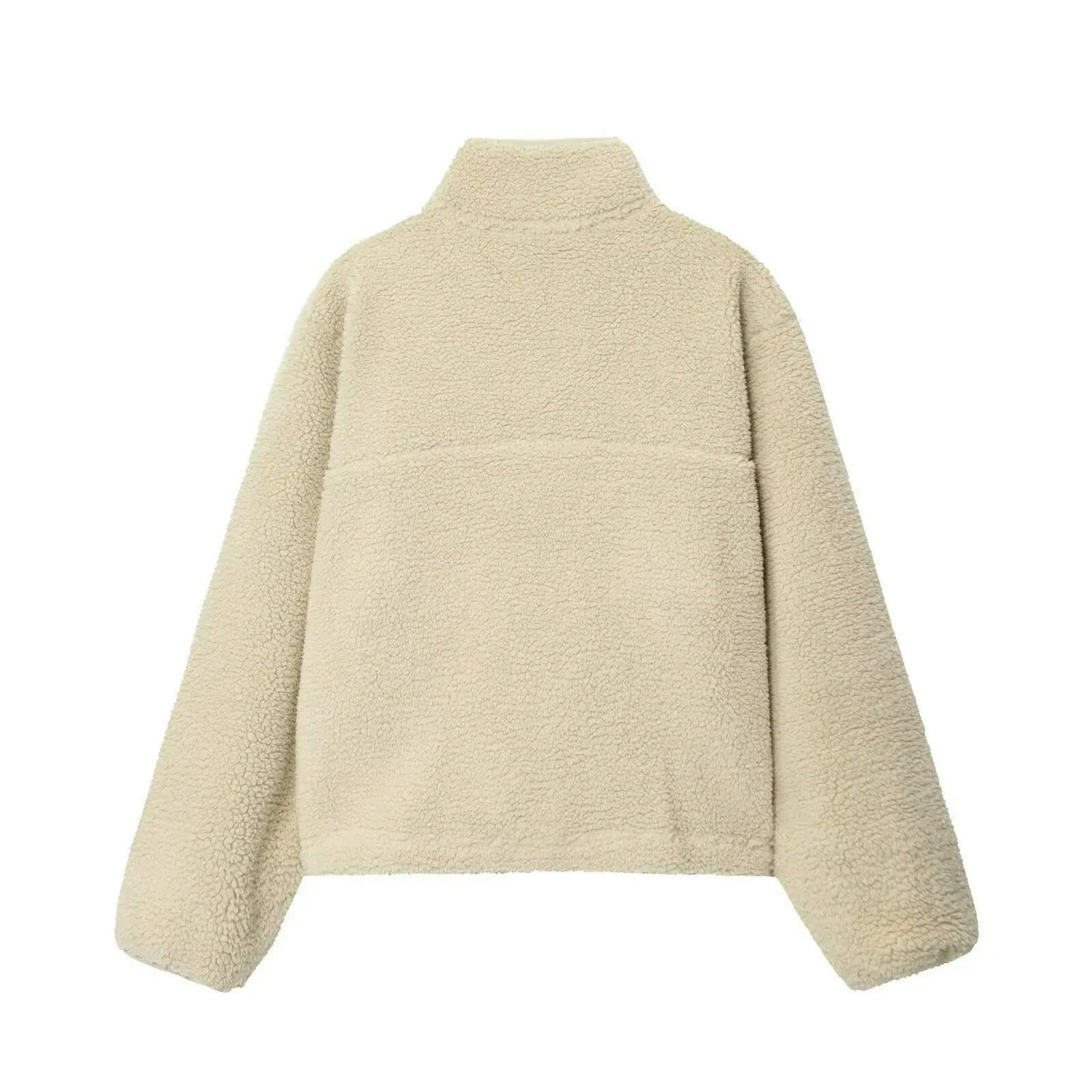kurtka damska Sherpa Fleece Style bluza z długim rękawem sportowa bluza z kapturem na co dzień jesień zima armia zielony-m