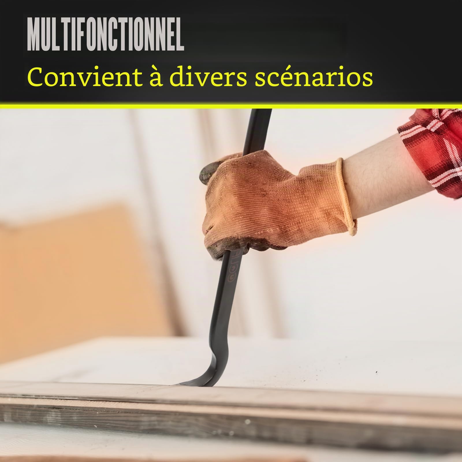 CCLIFE Levier à ongles en acier spécial, fer à ongles, barre droite, effet de levier optimal, résistant à la flexion