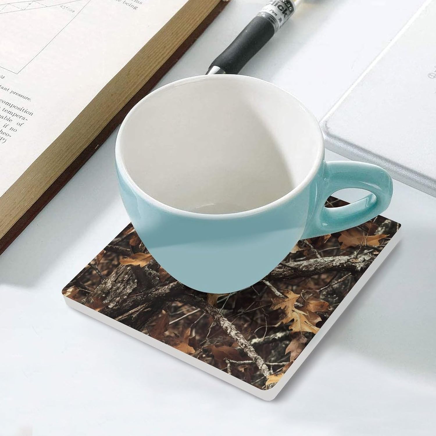 Fashion Camouflage Tree Ceramic Coasters Square Drinks Coaster Coffee Table Decor Table Coaster for Home Bar