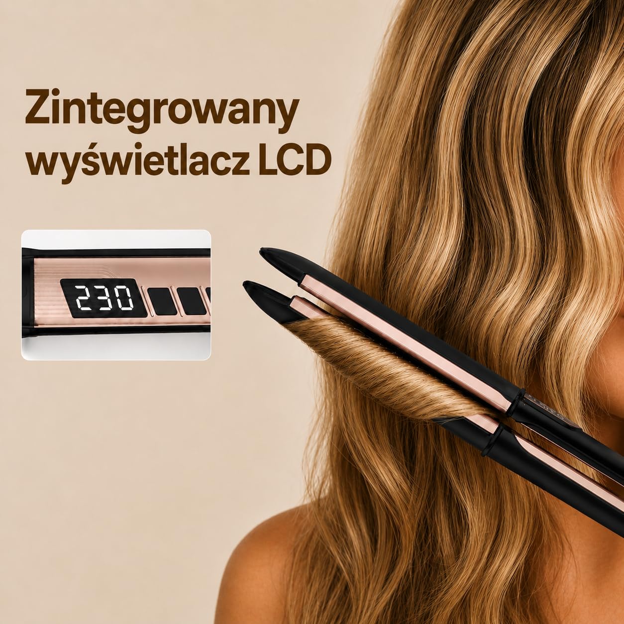 Golden Goods 2 w 1 Prostownica i Lokówka – Black/Rosé Edition – Profesjonalna prostownica z 12 ustawieniami temperatury do 230°C i wyświetlaczem LCD – Do wszystkich rodzajów włosów