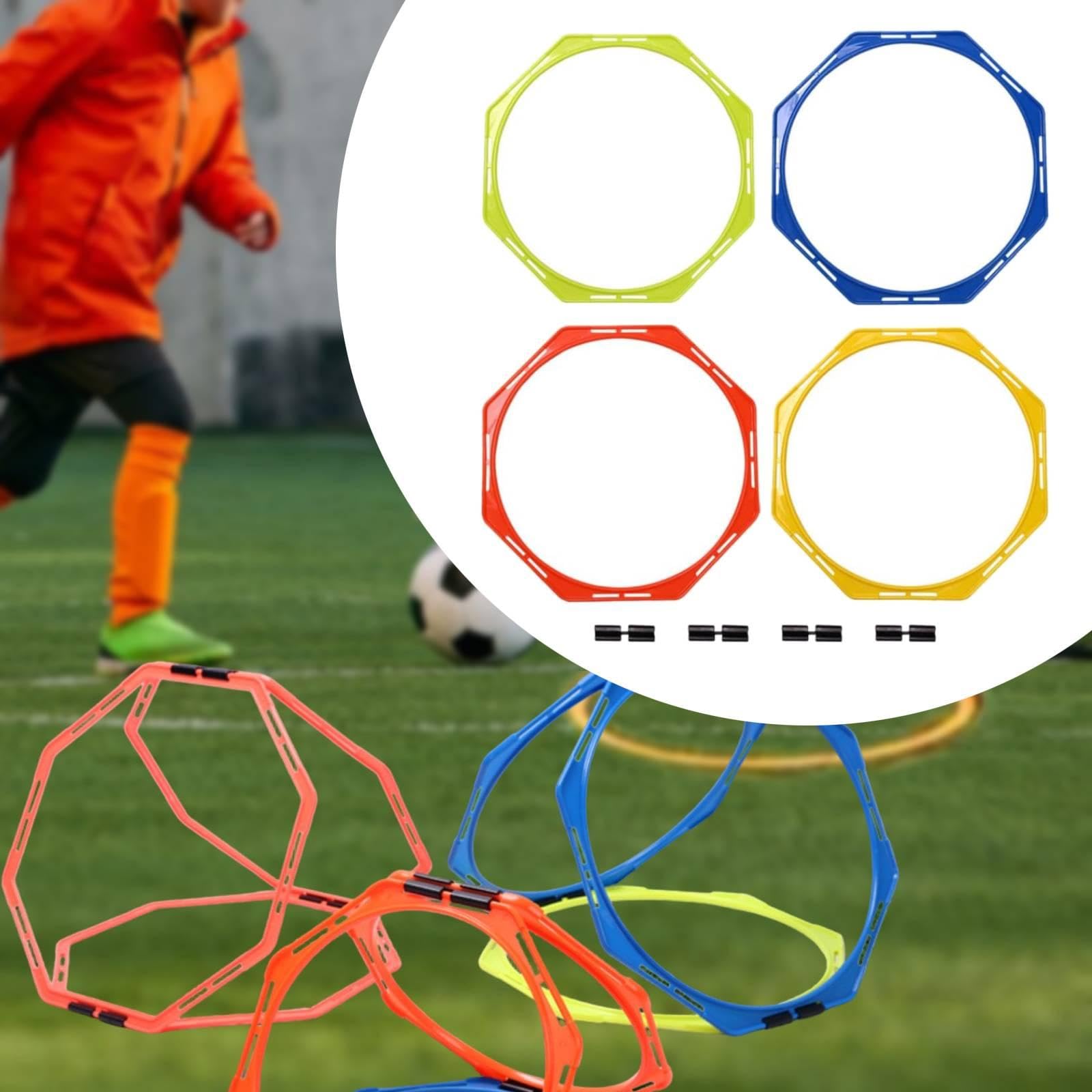 4 Anillos de, Equipo de Entrenamiento, Multiusos para Practicar Ejercicios de Juego de Pies Y Velocidad, Juegos de Fútbol.