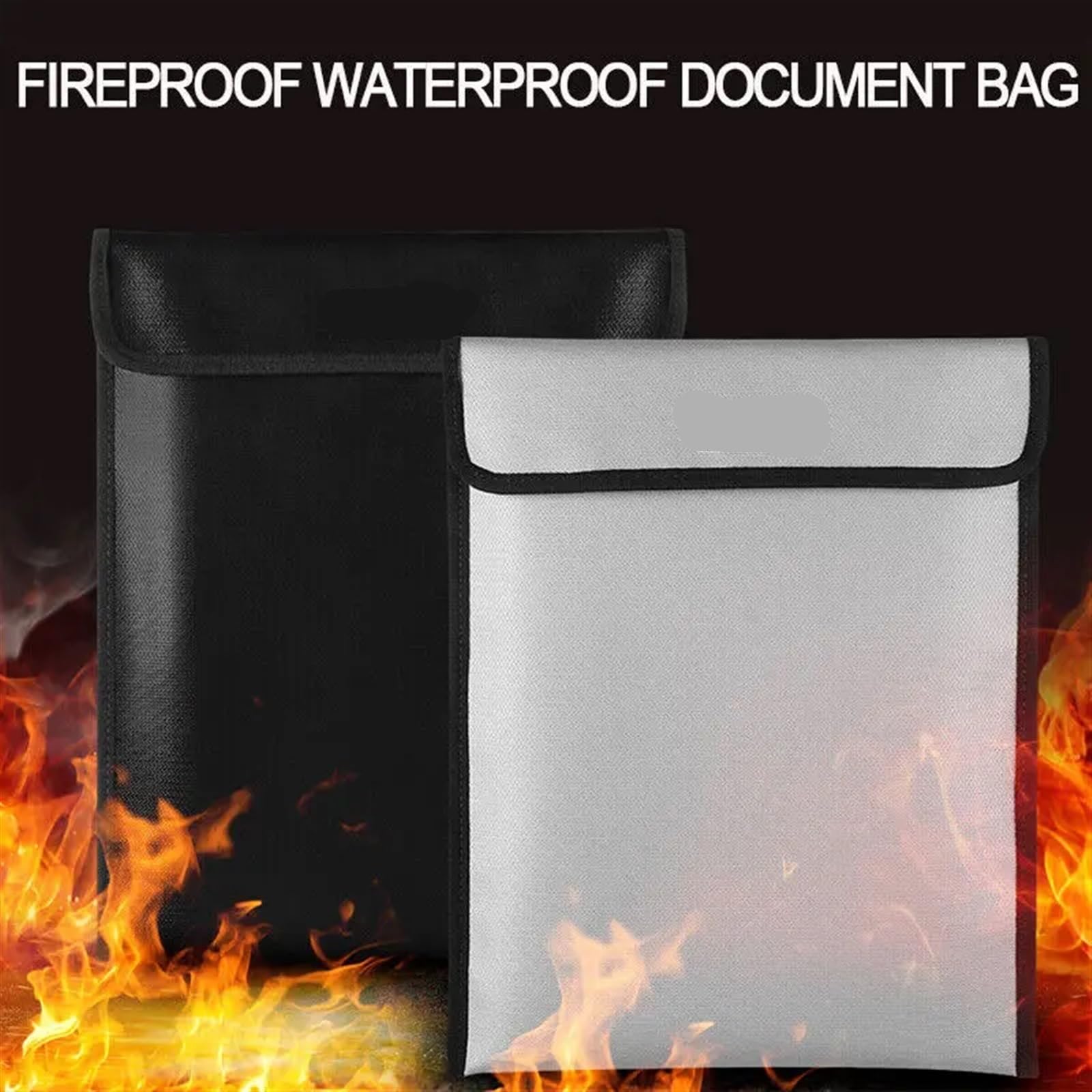 Borsa Portadocumenti Impermeabile ignifuga Borsa da Viaggio Portatile sicura Resistente al Fuoco a 3 Livelli for passaporto Gioielli in Denaro(Black)