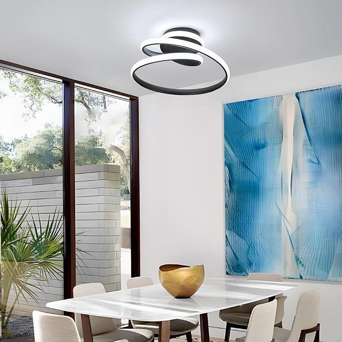 Comely Comely Led-plafondlamp, 36 W, modern, 6500 K, koudwit, creatieve spiraalvorm, zwart, voor woonkamer, slaapkamer, hal, keuken, balkon photo 2