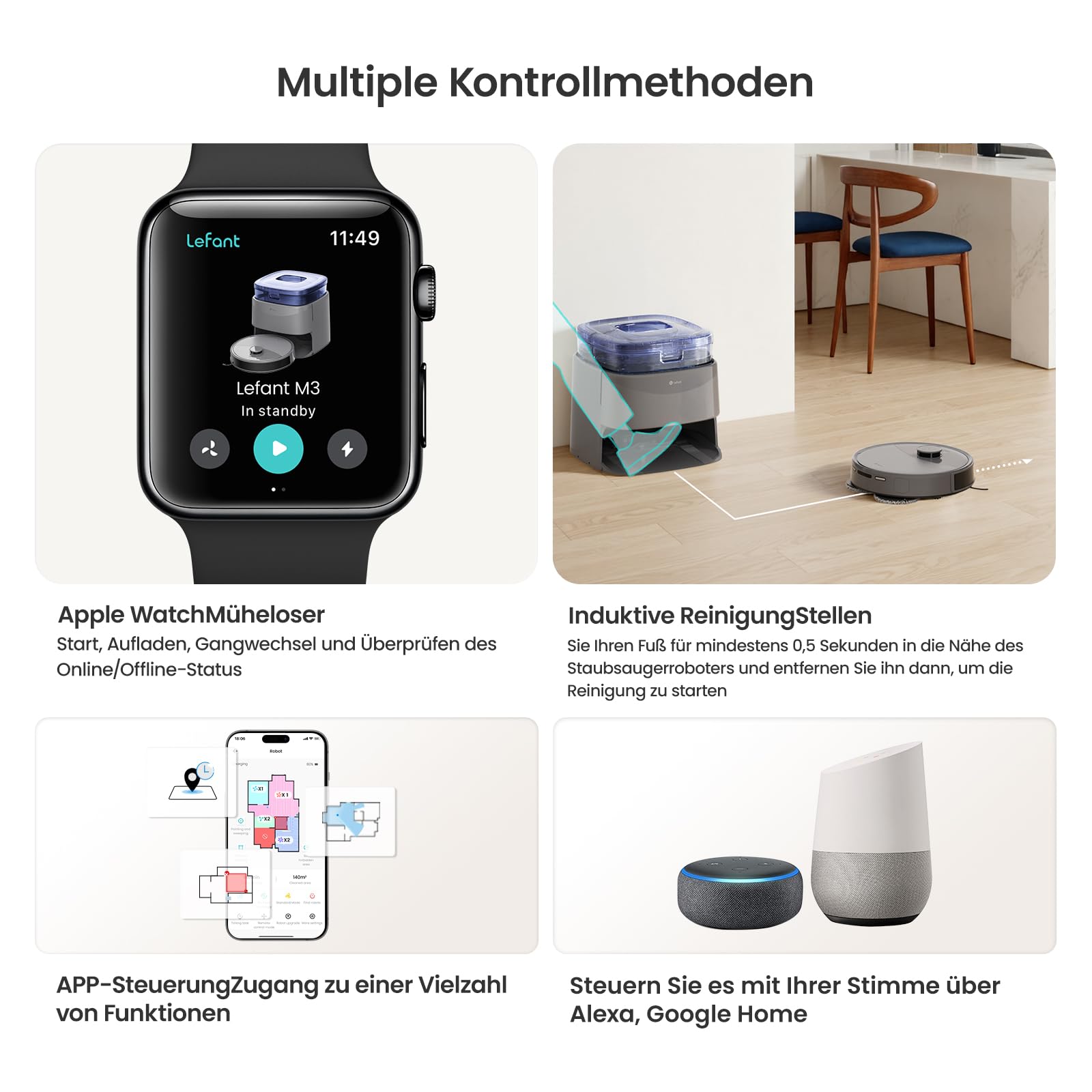 Lefant M3 Saugroboter mit Wischfunktion 12000Pa 45°C Heißwasser-Moppwäsche – Ansicht 10