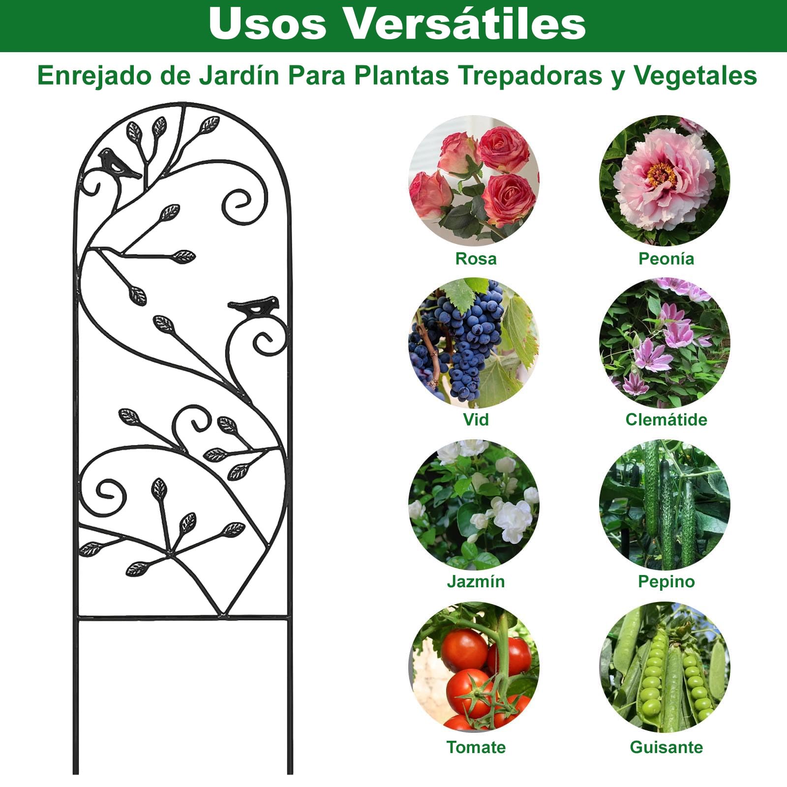 Amagabeli Enrejado Jardín de Metal Negro, 2 Piezas 1.2m(H) x 0.4m(L), Soporte para Plantas Trepadoras, Estructura Decorativa para Exterior/Interior, para Rosas, Hiedras, Enredaderas