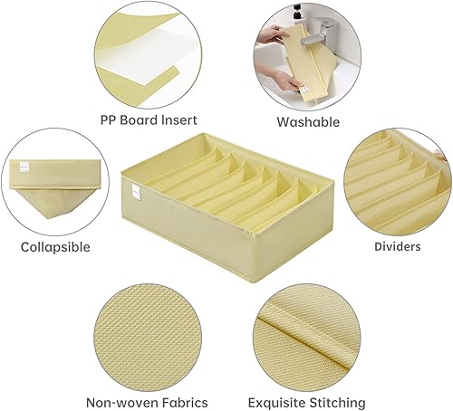 Vista 4 de Paquete de 4 organizadores de cajones de camisetas para ropa, caja de almacenamiento de 8 compartimentos para armario, organizador de ropa lavable