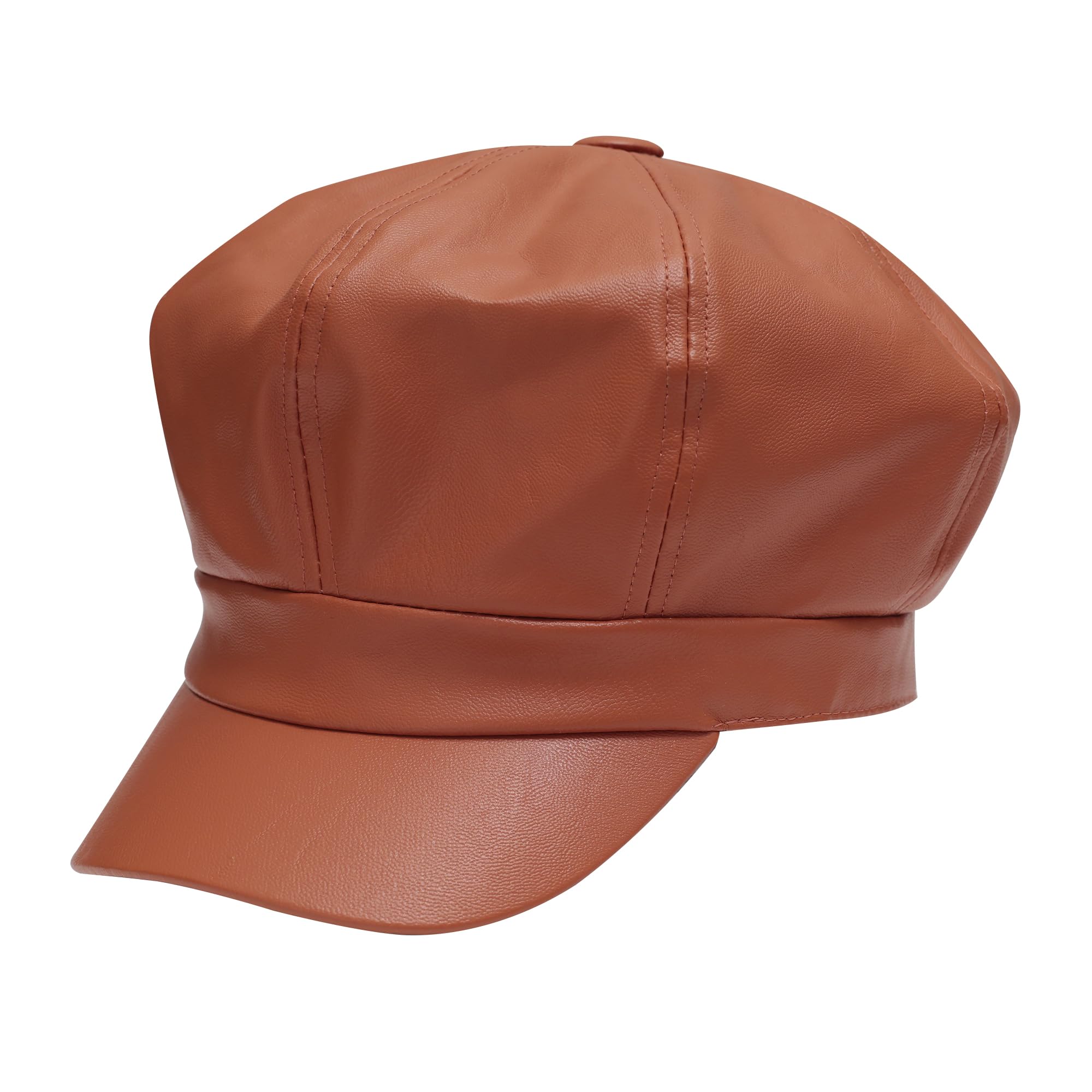 ZLYC Unisex PU Leder Ballonmütze Schirmmütze Retro Klassisch Achteck Kappe Winter Baskenmützen