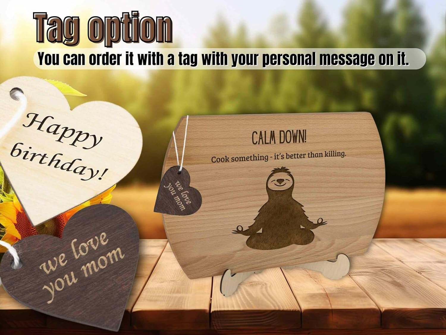 Funny Personalized Wooden Cutting Board Holiday Gift With Engraved Sloth Design Calm Down Cooking Theme Christmas Kitchen Decor Perfect For Cooks Home Chefs Or Holiday Entertaining