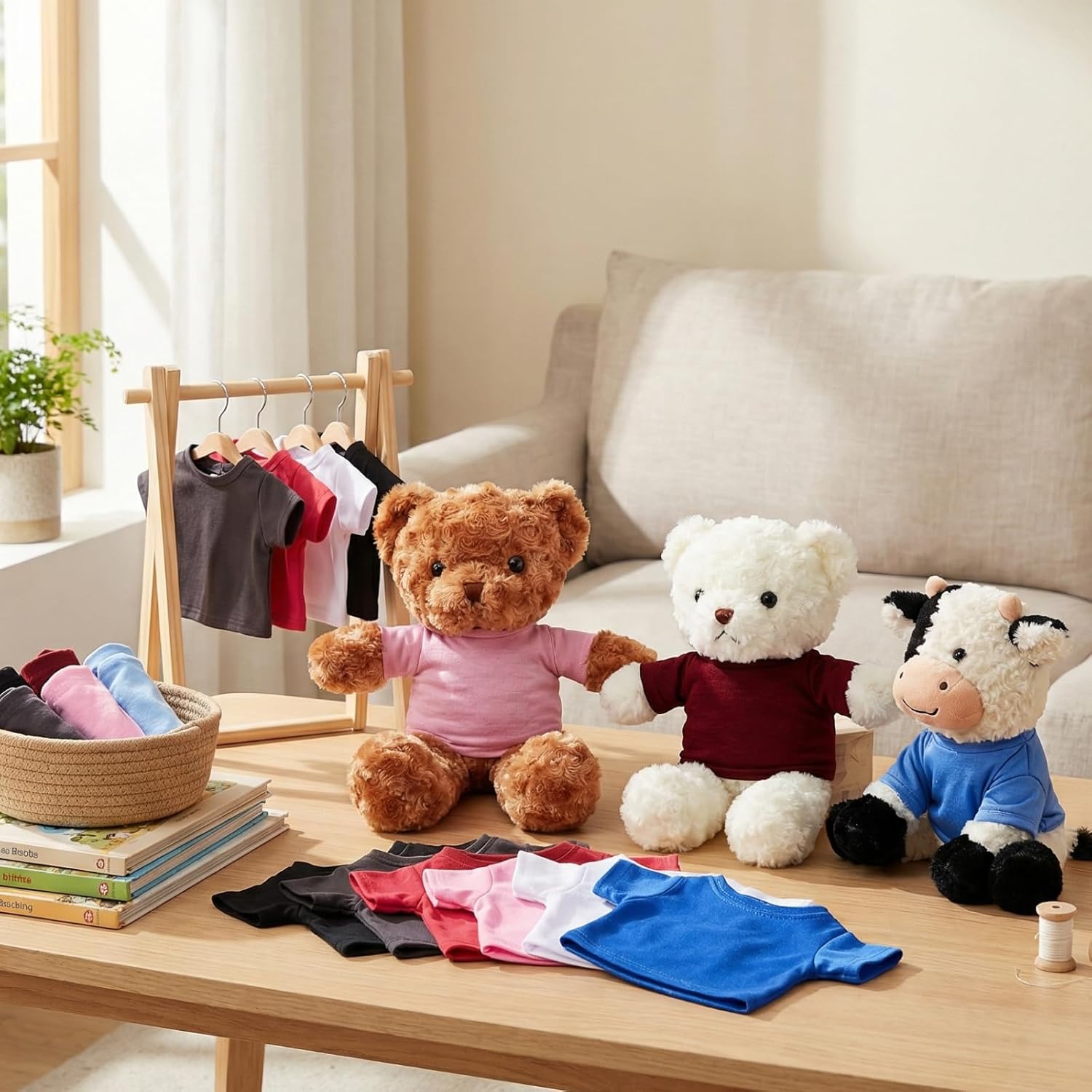 Jecery 8 Pcs Bear Tee Shirt Clothes Fit 14-18 Inches Plush Bears Sublimation Stuffed Cute Toy Clothes DIY Make Your Own Plush Doll for Colorful Bear Outfit Birthday Gift(Dark)