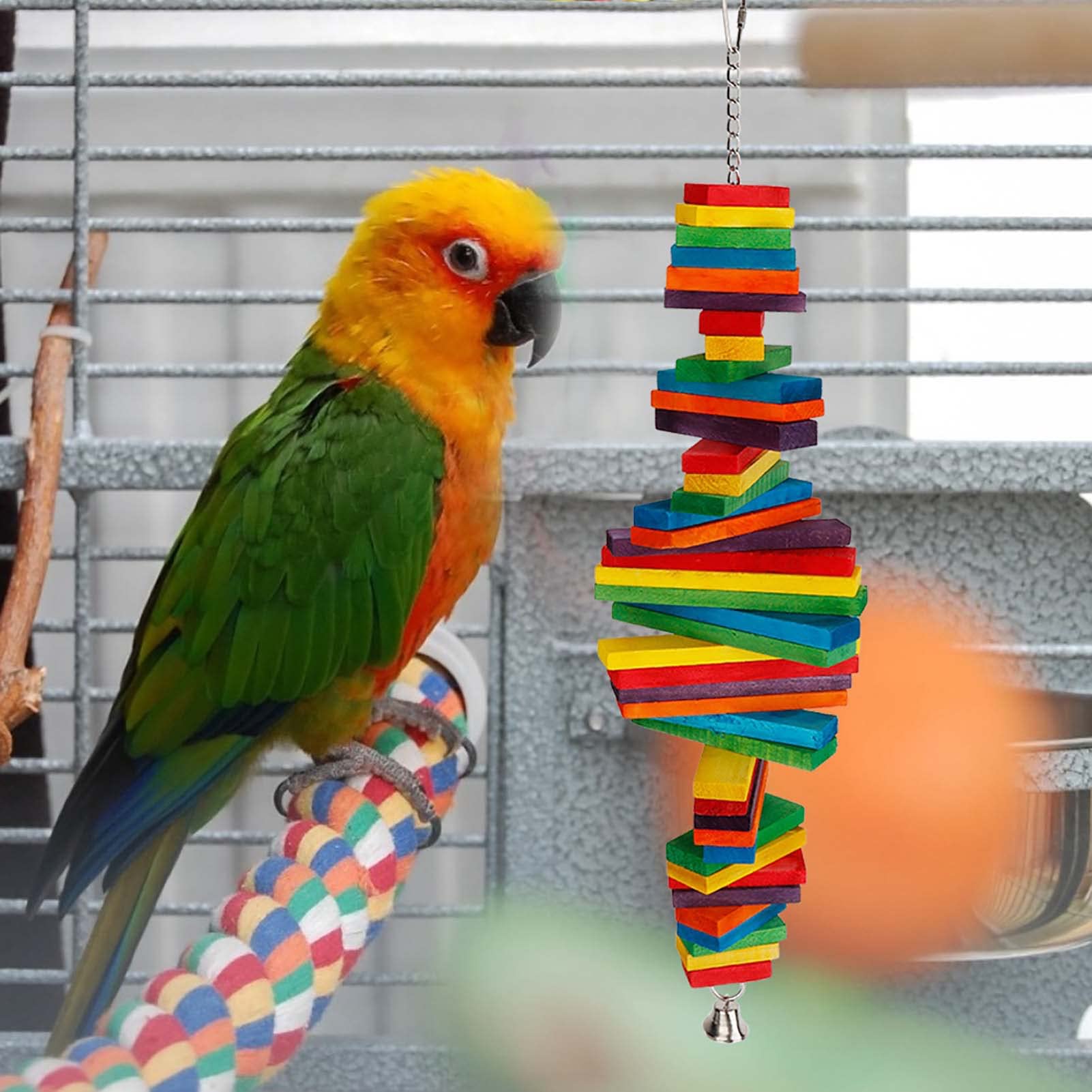 Buntes Vogelspielzeug aus Holz for Aufhängen, Schaukel, Papagei, Kauzubehör, zufällige Farbe for Ziervögel/1328