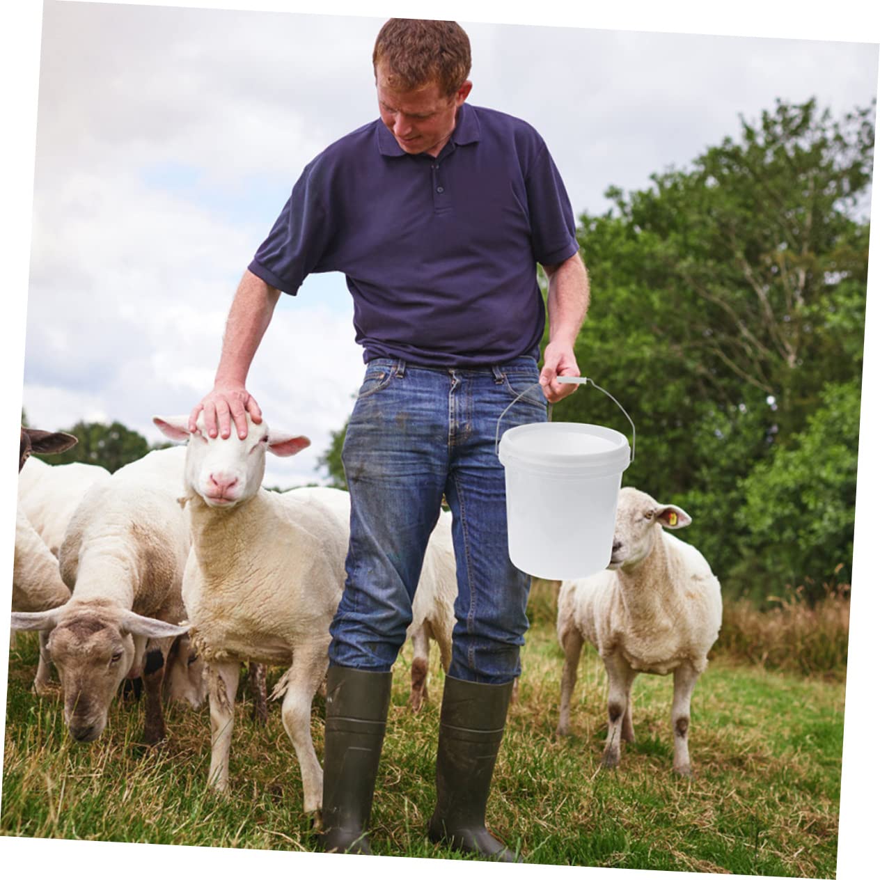 SOLUSTRE Sturdy Plastic Household Barrel Paint Pail Lid White Kitchen Container